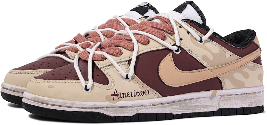 【定制球鞋】Nike Dunk Low 達文西定制 禮盒 半杯冰美式 復古 簡約 百搭 舒適 低筒 板鞋 GS 棕紅 Shop 【定制球鞋】Nike Dunk Low 達文西定制 禮盒 半杯冰美式 復古 簡約 百搭 舒適 低筒 板鞋 GS 棕紅