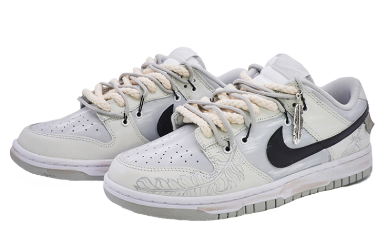 Lookbook [定制鞋] 耐克Dunk Low '达芬奇定制灰白' DD1391-103(TeamM-男女同款银饰羽毛灰白)
