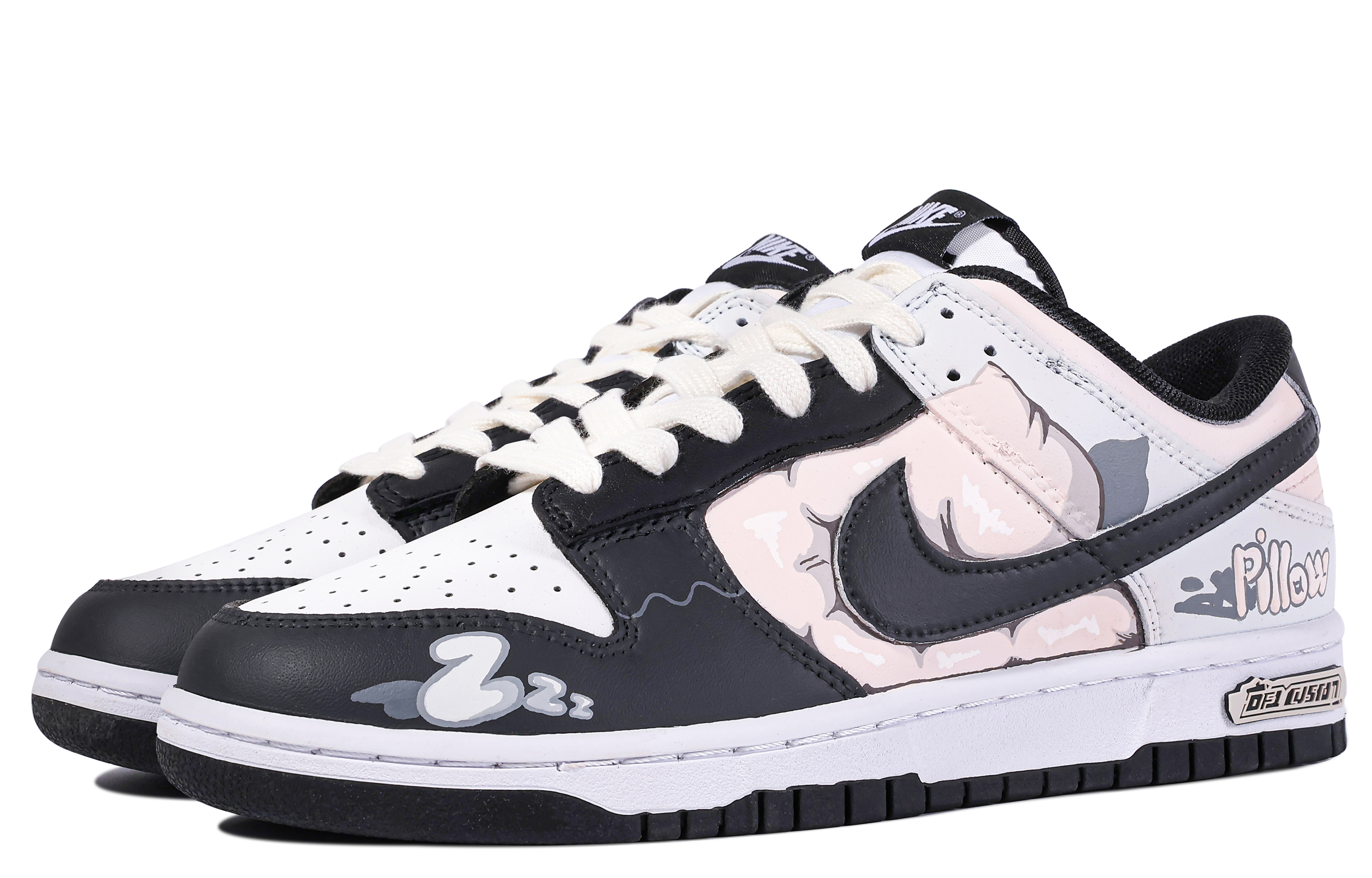 Lookbook [Sepatu Kustom] Nike Dunk Low 'Da Vinci Kustom Pink-Hitam-Putih' CW1590-100(TeamM-女款嗜睡-BOX)