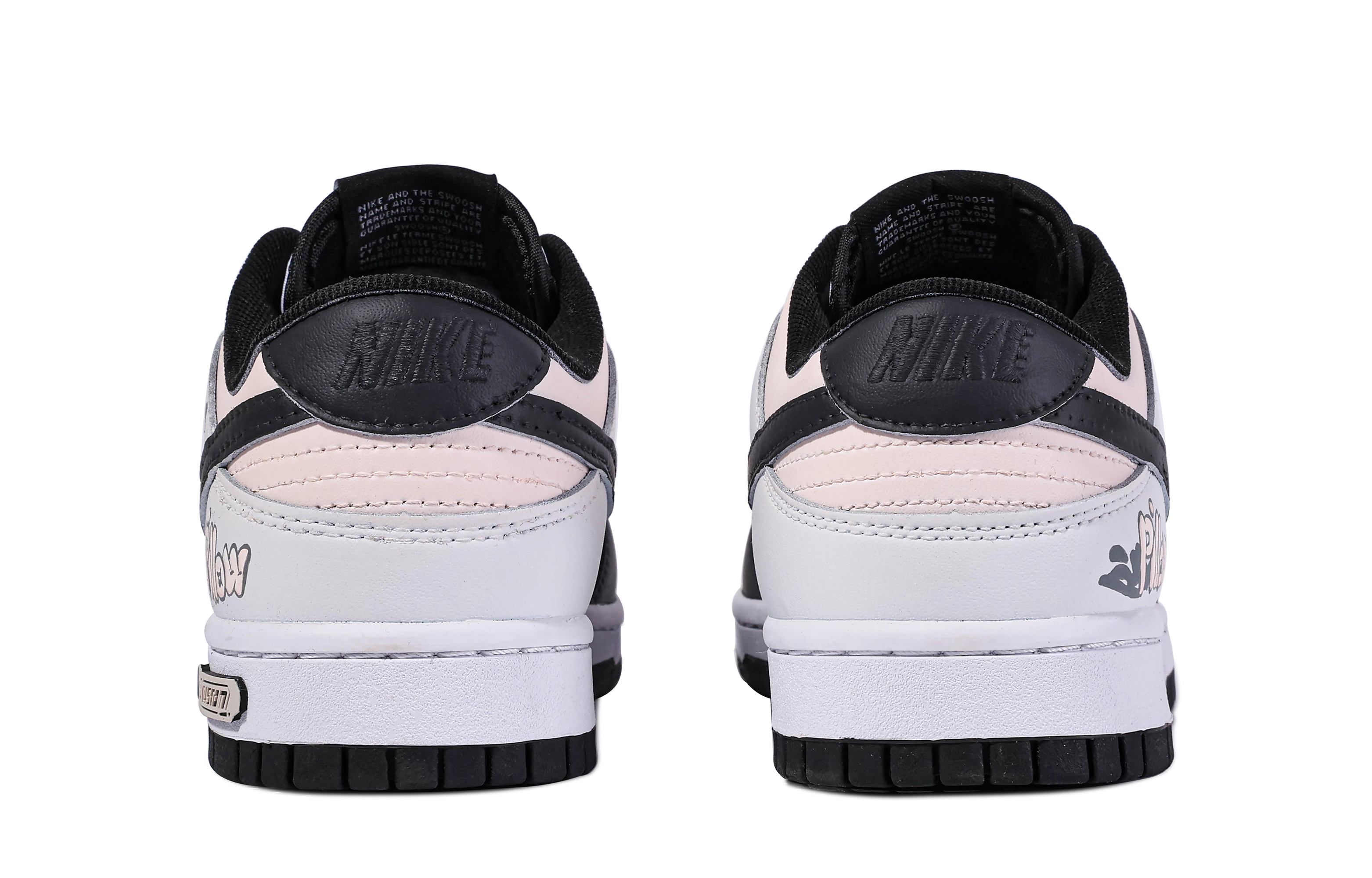 Shop [Sepatu Kustom] Nike Dunk Low 'Da Vinci Kustom Pink-Hitam-Putih' CW1590-100(TeamM-女款嗜睡-BOX)