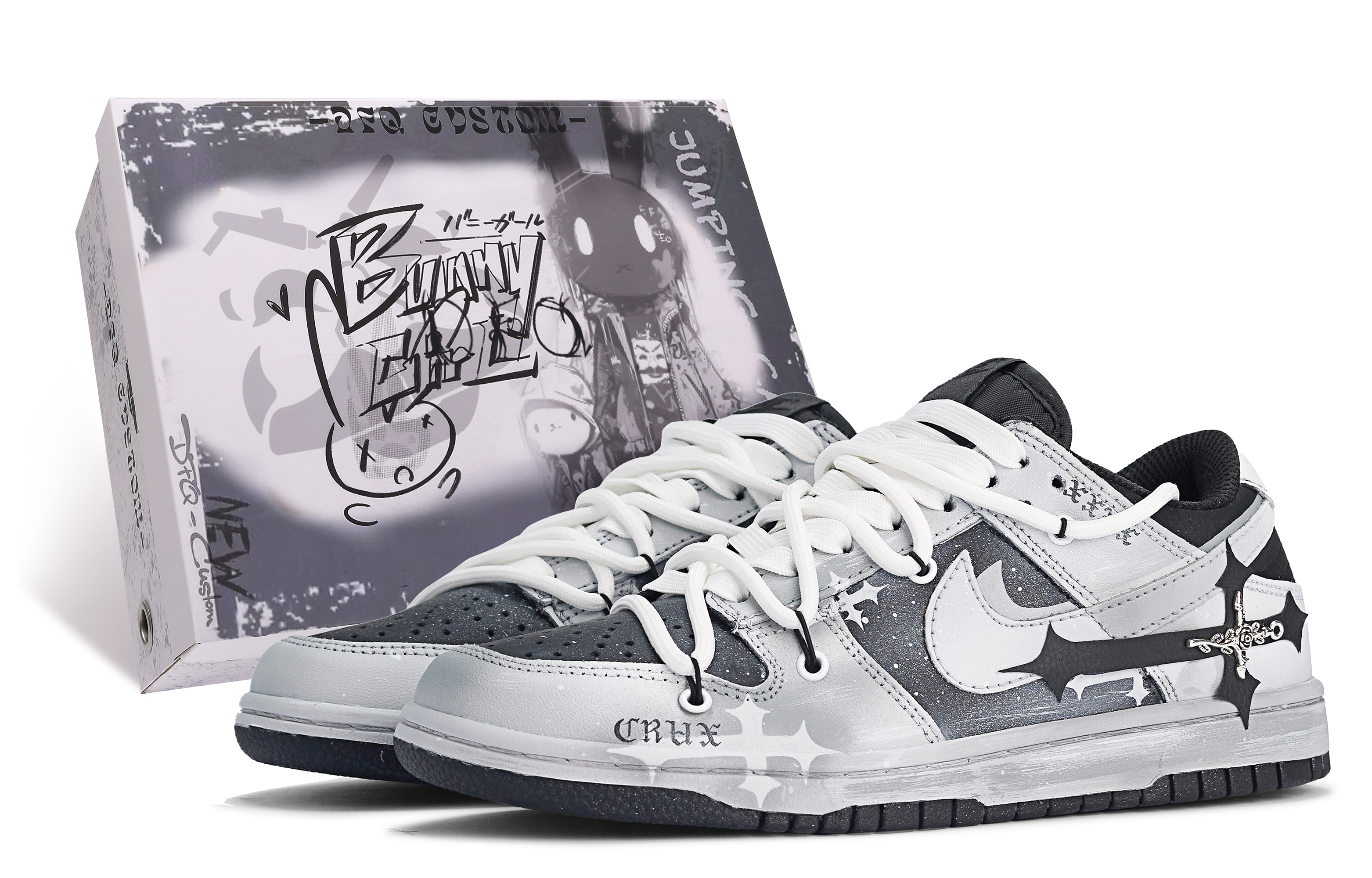 Buy [Kasut Custom] Nike Dunk Low 'Da Vinci Custom Kelabu Perak' DH9765-002(TeamM-X-BOX)