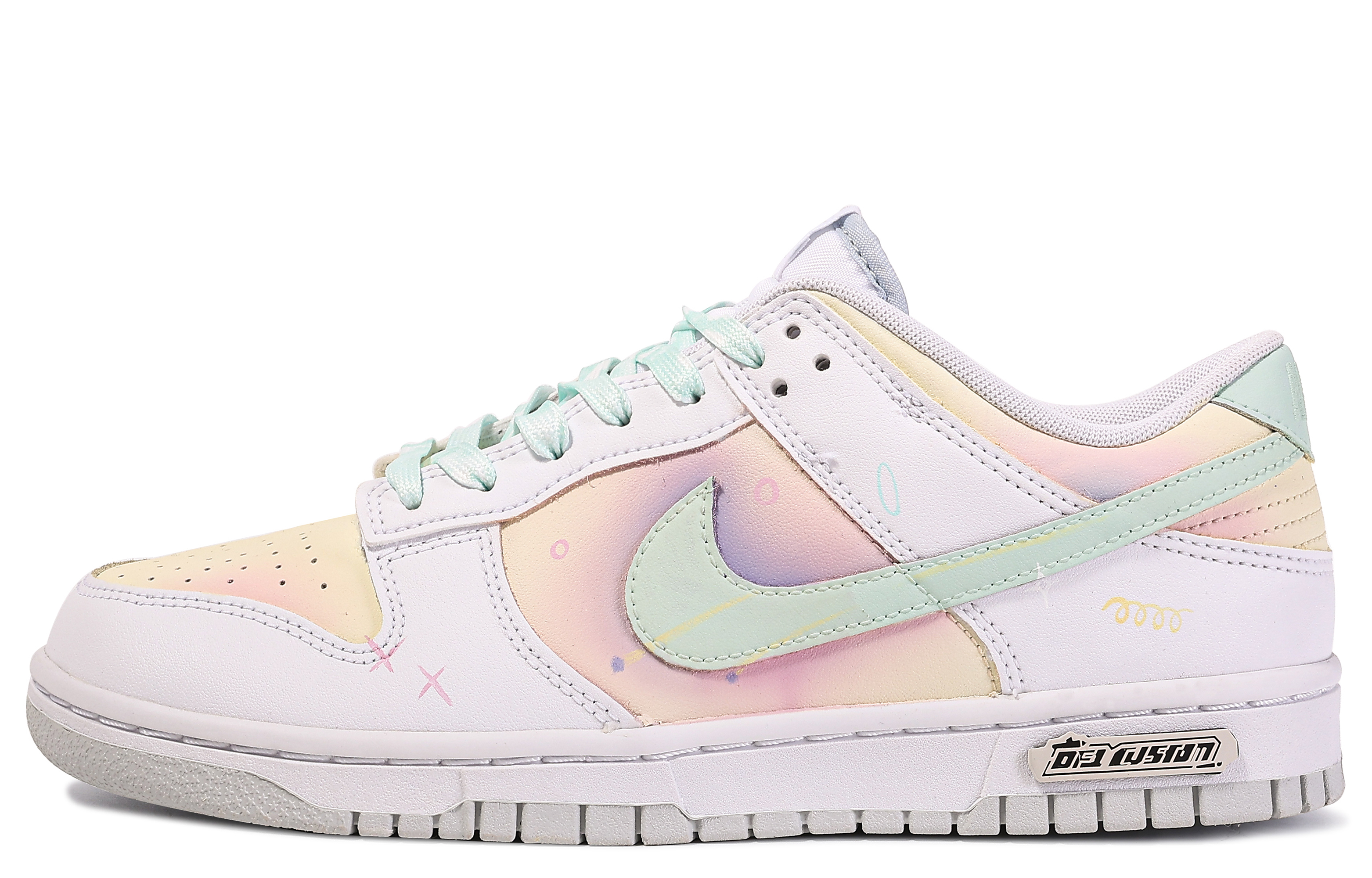 Buy Zapatillas personalizadas Nike Dunk Low 'Da Vinci Blanco-Verde-Naranja' DH9765-102(TeamM-转瞬即失-BOX)