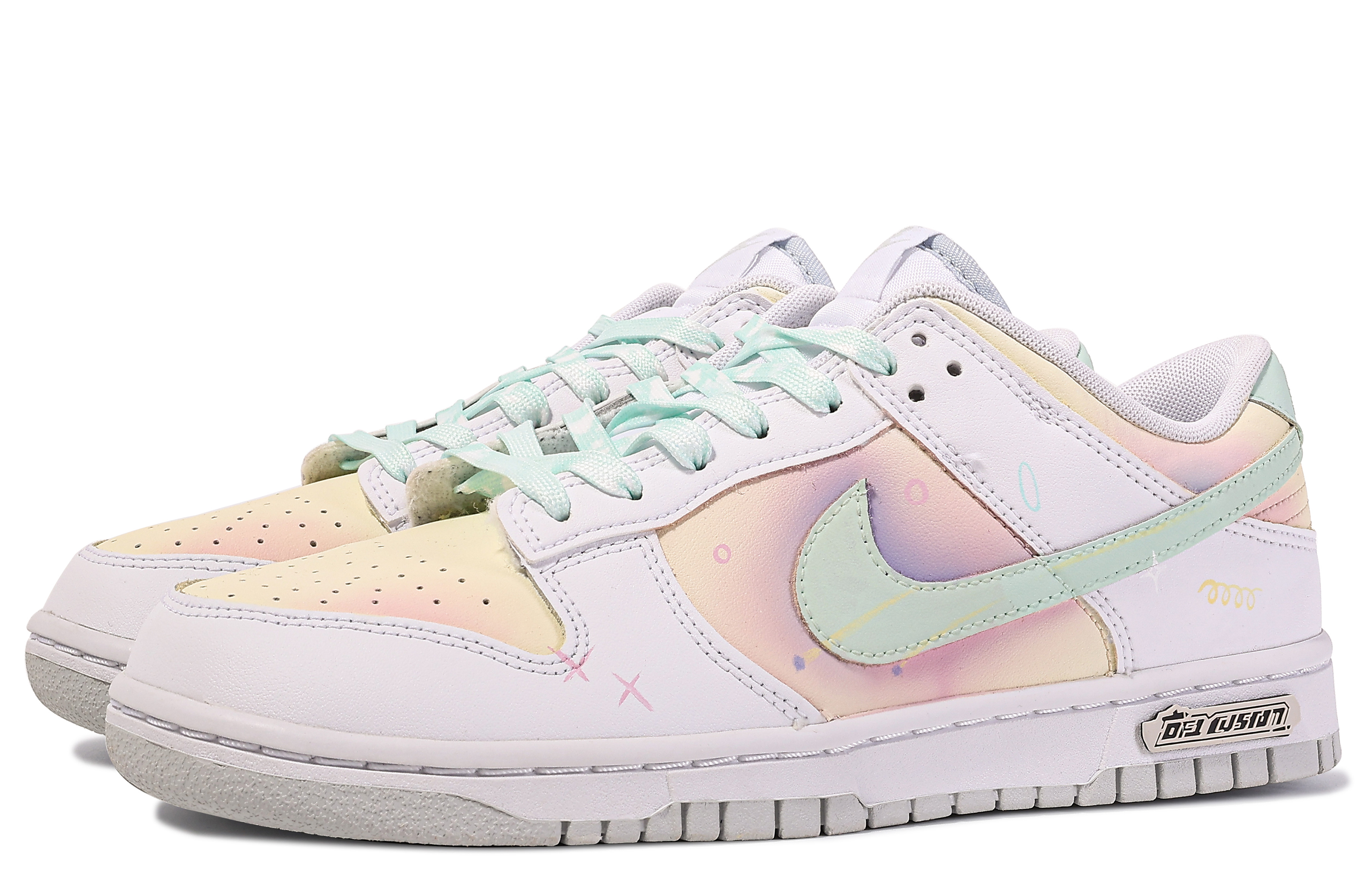 Shop Zapatillas personalizadas Nike Dunk Low 'Da Vinci Blanco-Verde-Naranja' DH9765-102(TeamM-转瞬即失-BOX)