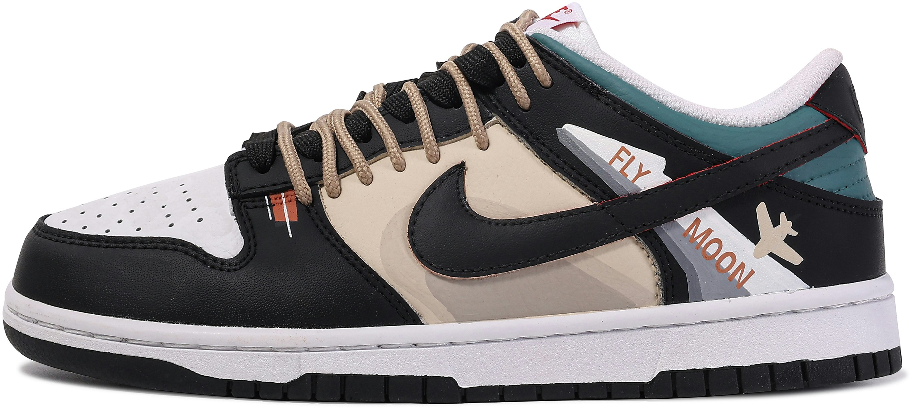 custom-shoes-nike-dunk-low-da-vinci-flight-graffiti-black-brown