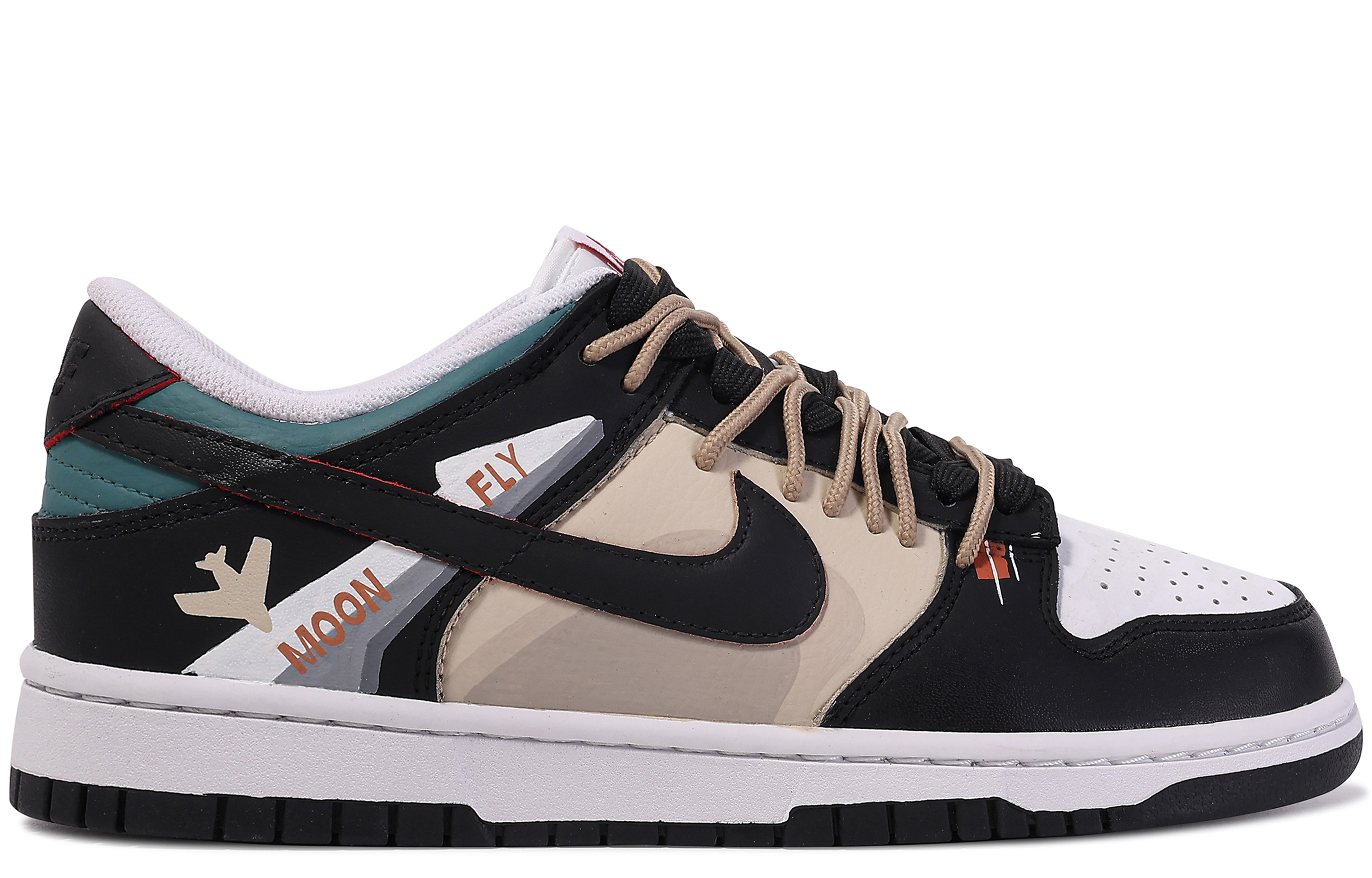 Lookbook [Kasut Custom] Nike Dunk Low 'Da Vinci Penerbangan Grafiti Hitam Coklat' FB3354-001(TeamM-长空迷航)