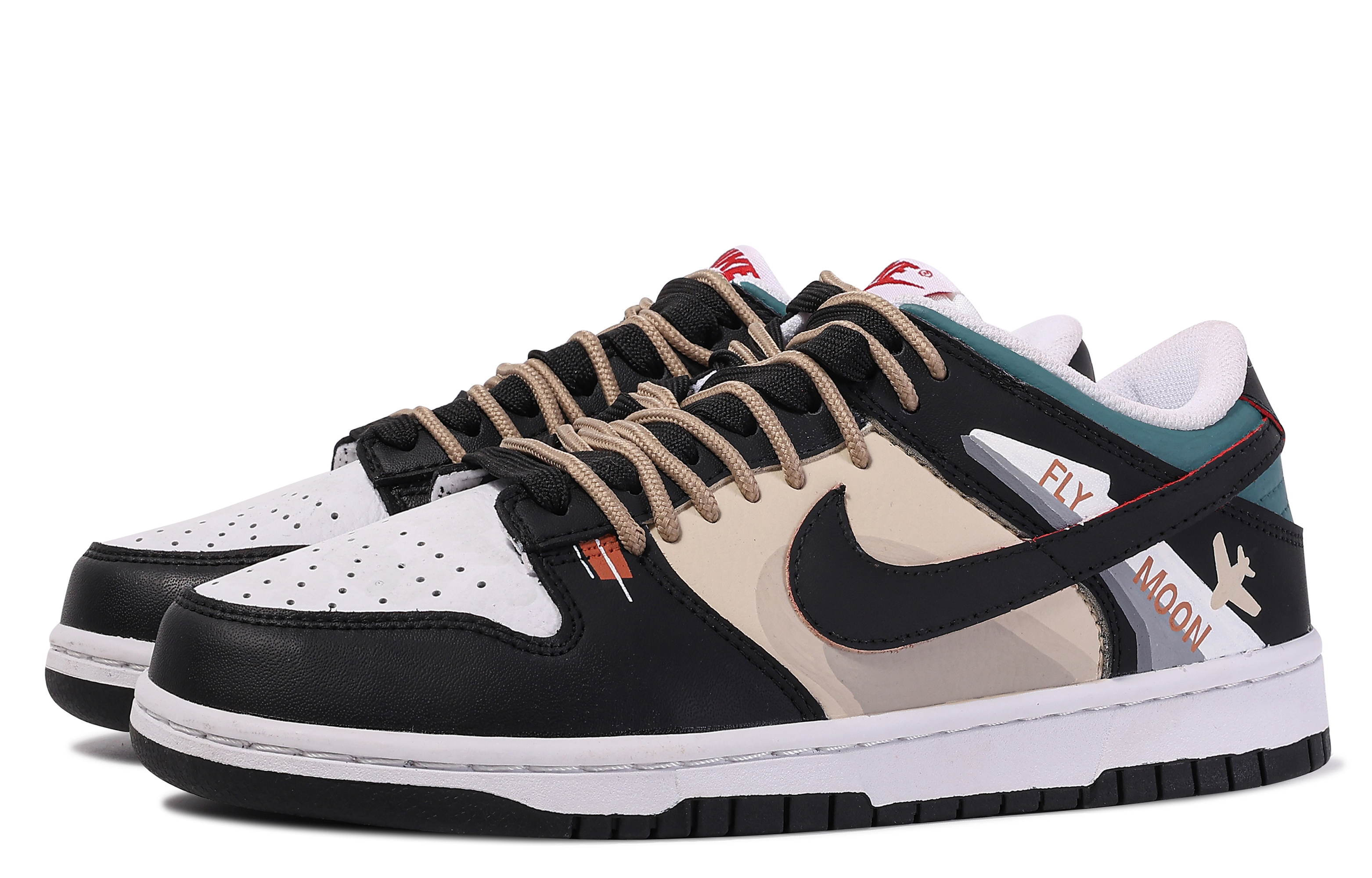 Shop [Kasut Custom] Nike Dunk Low 'Da Vinci Penerbangan Grafiti Hitam Coklat' FB3354-001(TeamM-长空迷航)