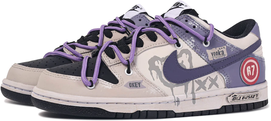 【定製球鞋】Nike Dunk Low 達文西定製 漫步者 流體熊 塗鴉 原創 復古 簡約 高級 百搭 雙鞋帶 通勤 舒適 低筒 板鞋 GS 紫黑 Lookbook 【定製球鞋】Nike Dunk Low 達文西定製 漫步者 流體熊 塗鴉 原創 復古 簡約 高級 百搭 雙鞋帶 通勤 舒適 低筒 板鞋 GS 紫黑