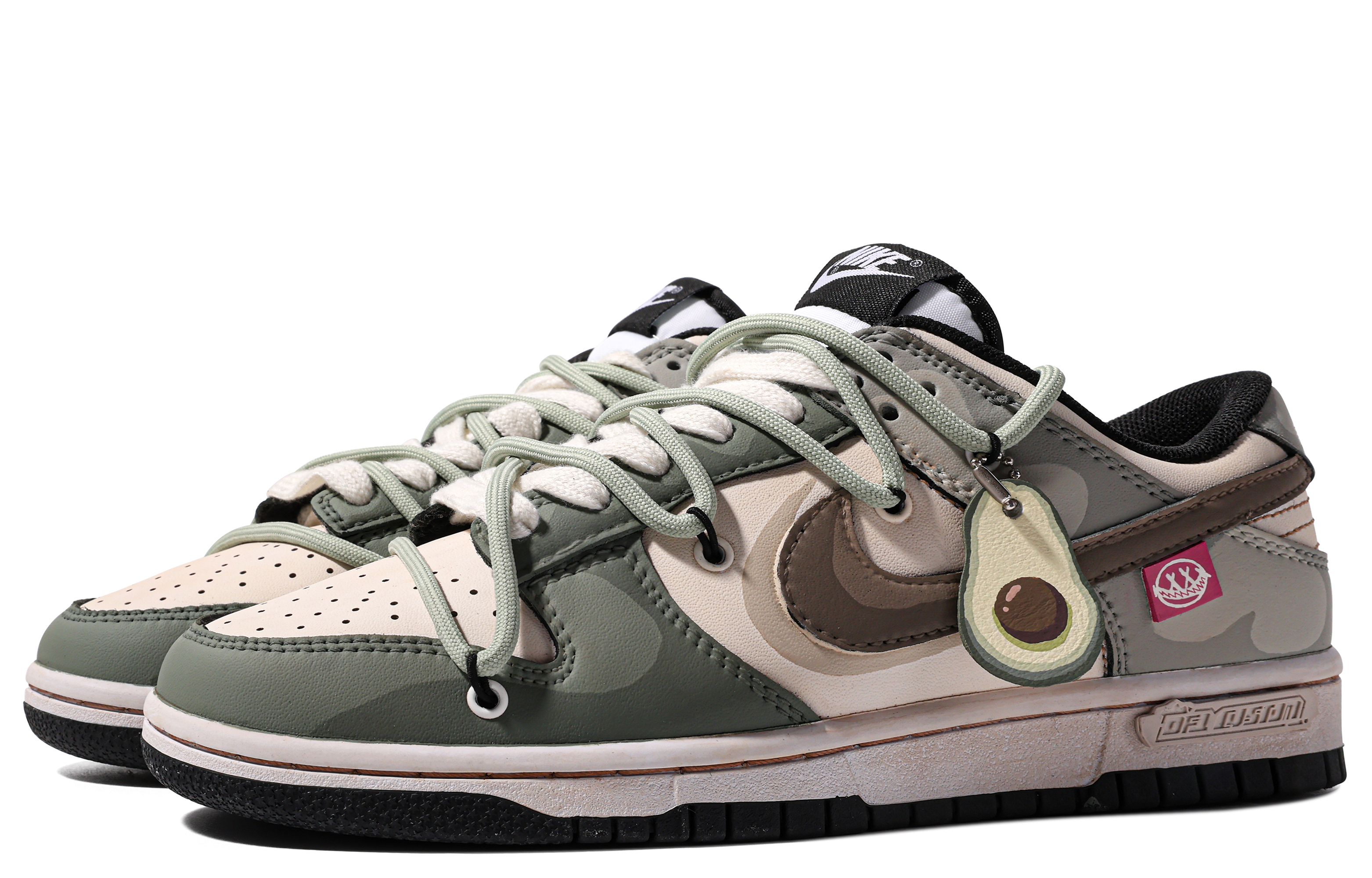 Lookbook [Kasut Custom] Nike Dunk Low 'Da Vinci Avocado Terlarang' DD1391-100(TeamM-男款-禁止焦绿S-BOX)