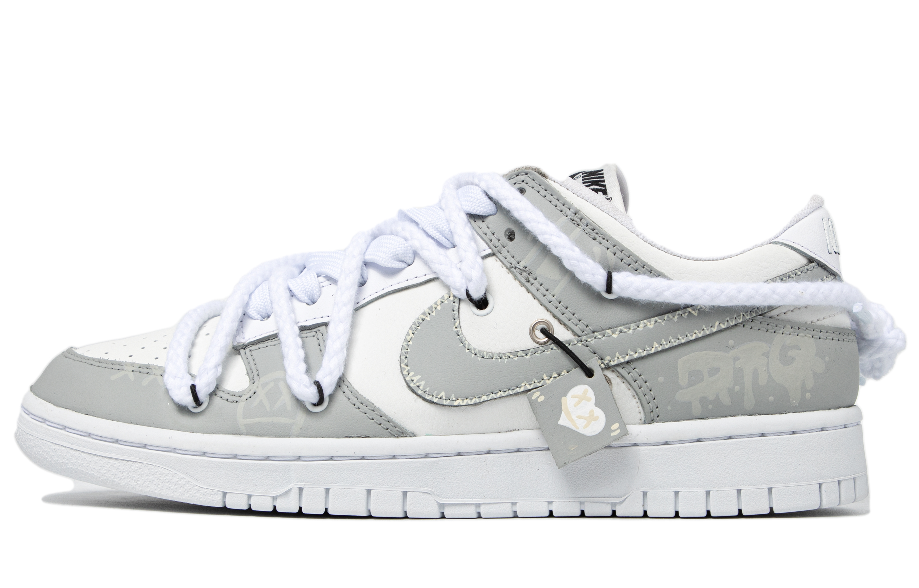 [Custom Shoes] Nike Dunk Low 'Da Vinci Graffiti Grey-White'