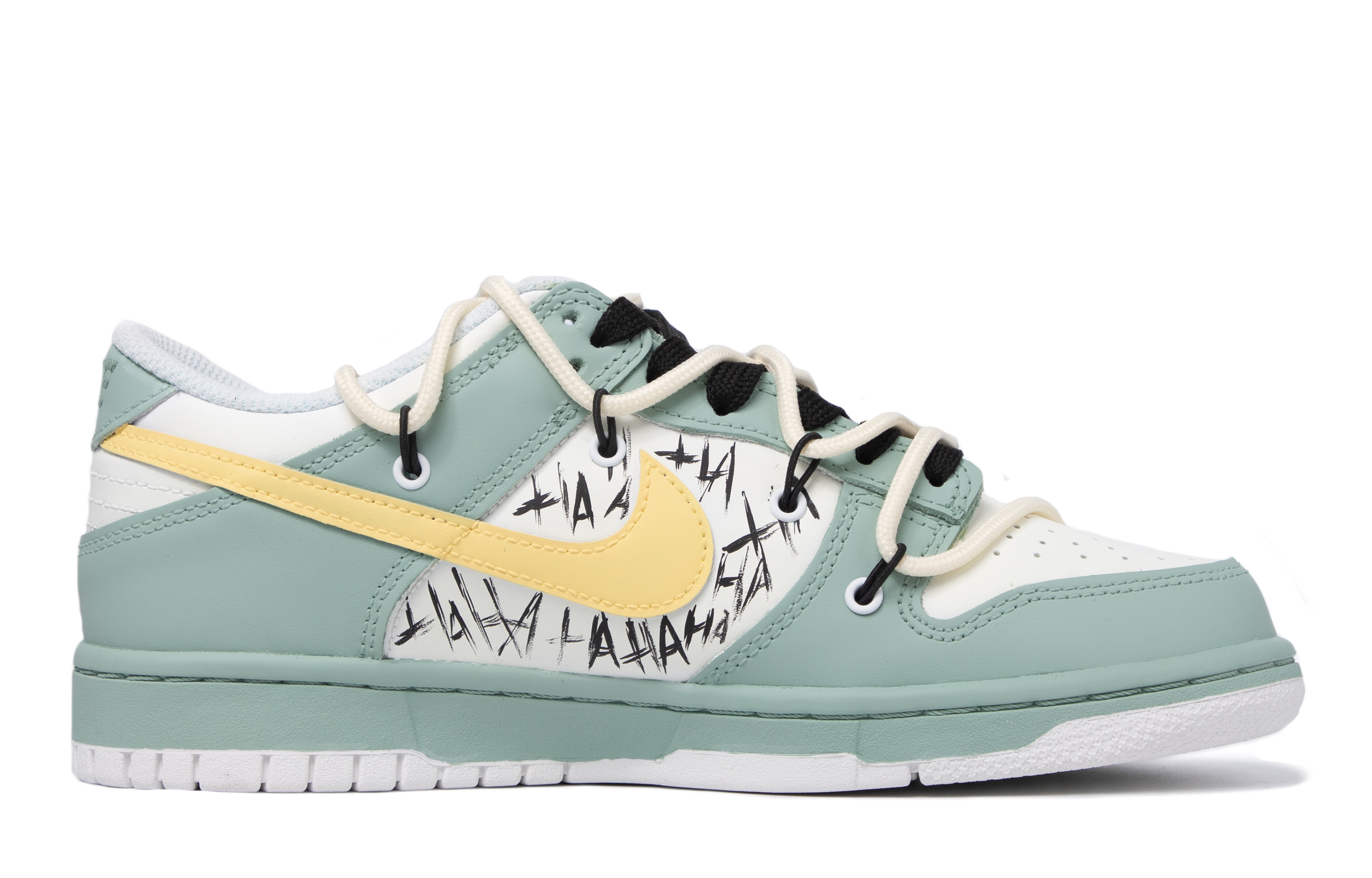 Order 나이키 덩크 로우 '다빈치 그라피티 그린' (커스텀) DH9765-100(TeamM-女款撞色涂鸦青梅绿)