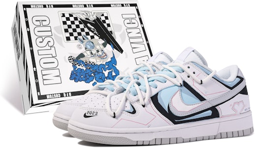 【客製球鞋】Nike Dunk Low 達文西客製 贈品盒 心動頻率 線條 愛心 解構 清新 舒適 防滑 低筒 板鞋 GS 白藍 Buy 【客製球鞋】Nike Dunk Low 達文西客製 贈品盒 心動頻率 線條 愛心 解構 清新 舒適 防滑 低筒 板鞋 GS 白藍