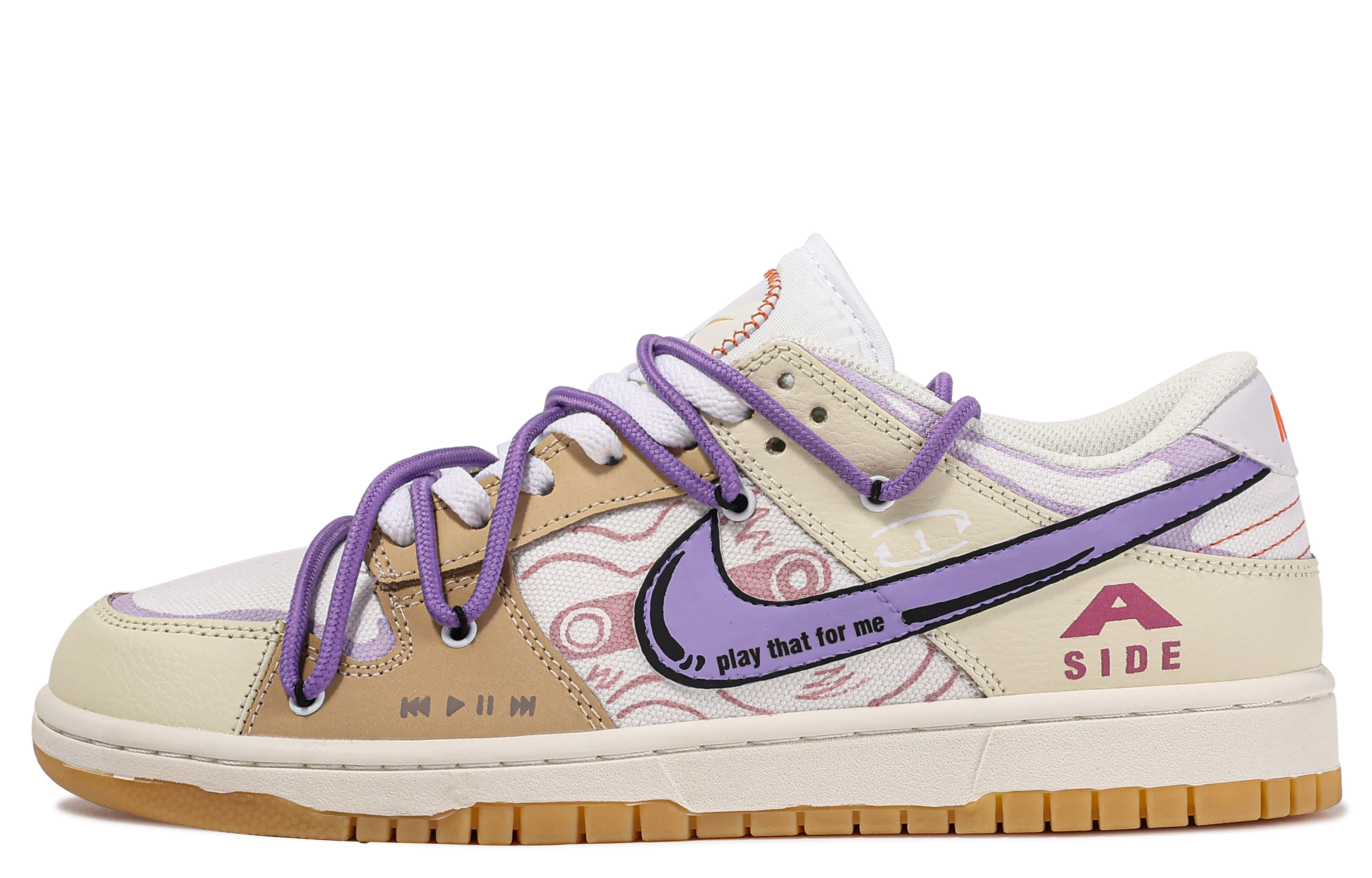 Buy 【定制球鞋】 Nike Dunk Low 達芬奇定制 循環播放 簡約 百搭 防滑 低幫 板鞋 男女同款 米紫