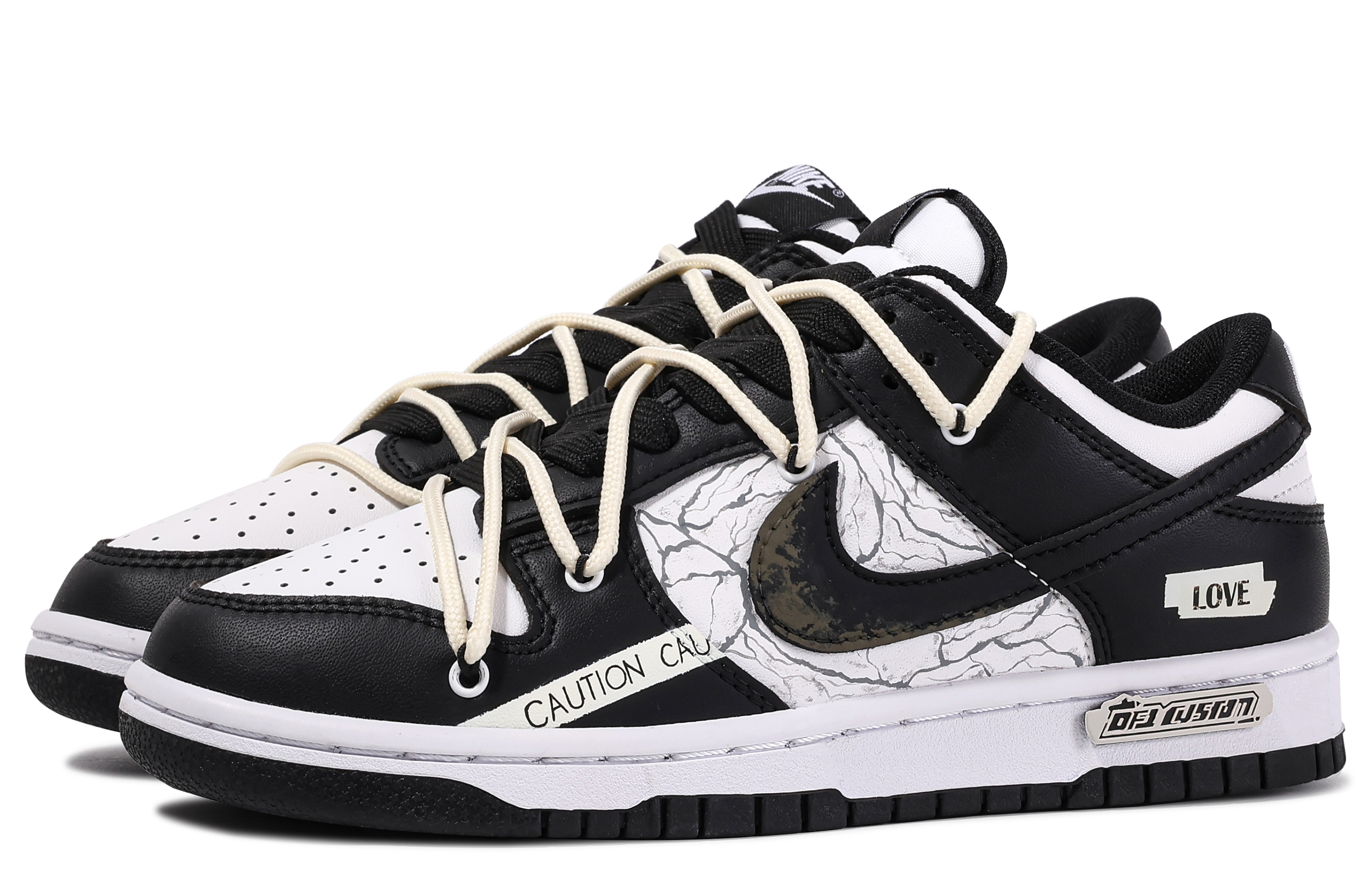 Shop [Kasut Custom] Nike Dunk Low 'Amaran Cinta Graffiti Da Vinci' DD1391-100(TeamM-恋爱警告)