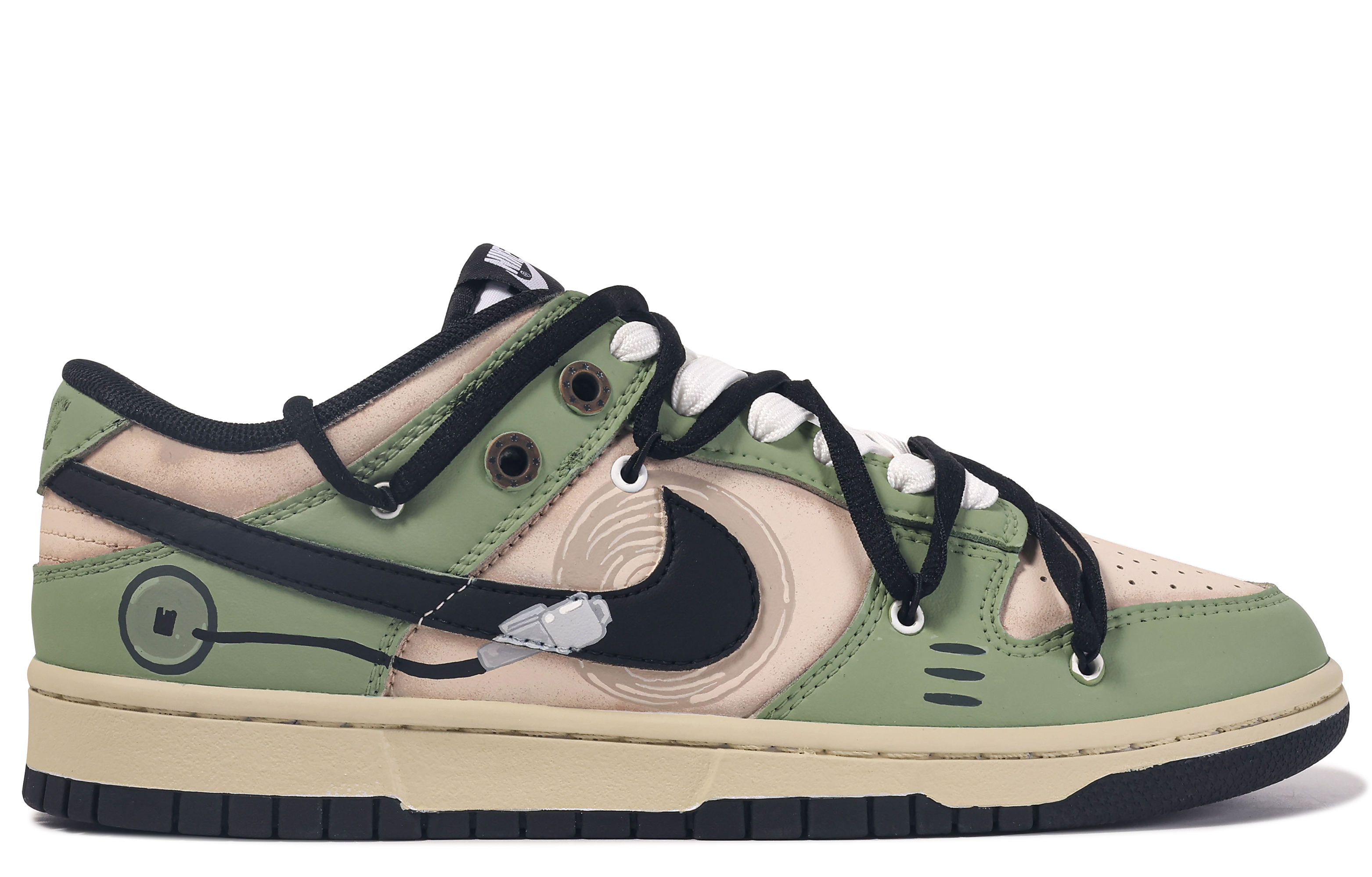 Order [Kasut Tersuai] Nike Dunk Low 'Da Vinci Phonograph Gangsa Retro Hijau-Krim' DD1391-100(TeamM-男款留声-BOX)