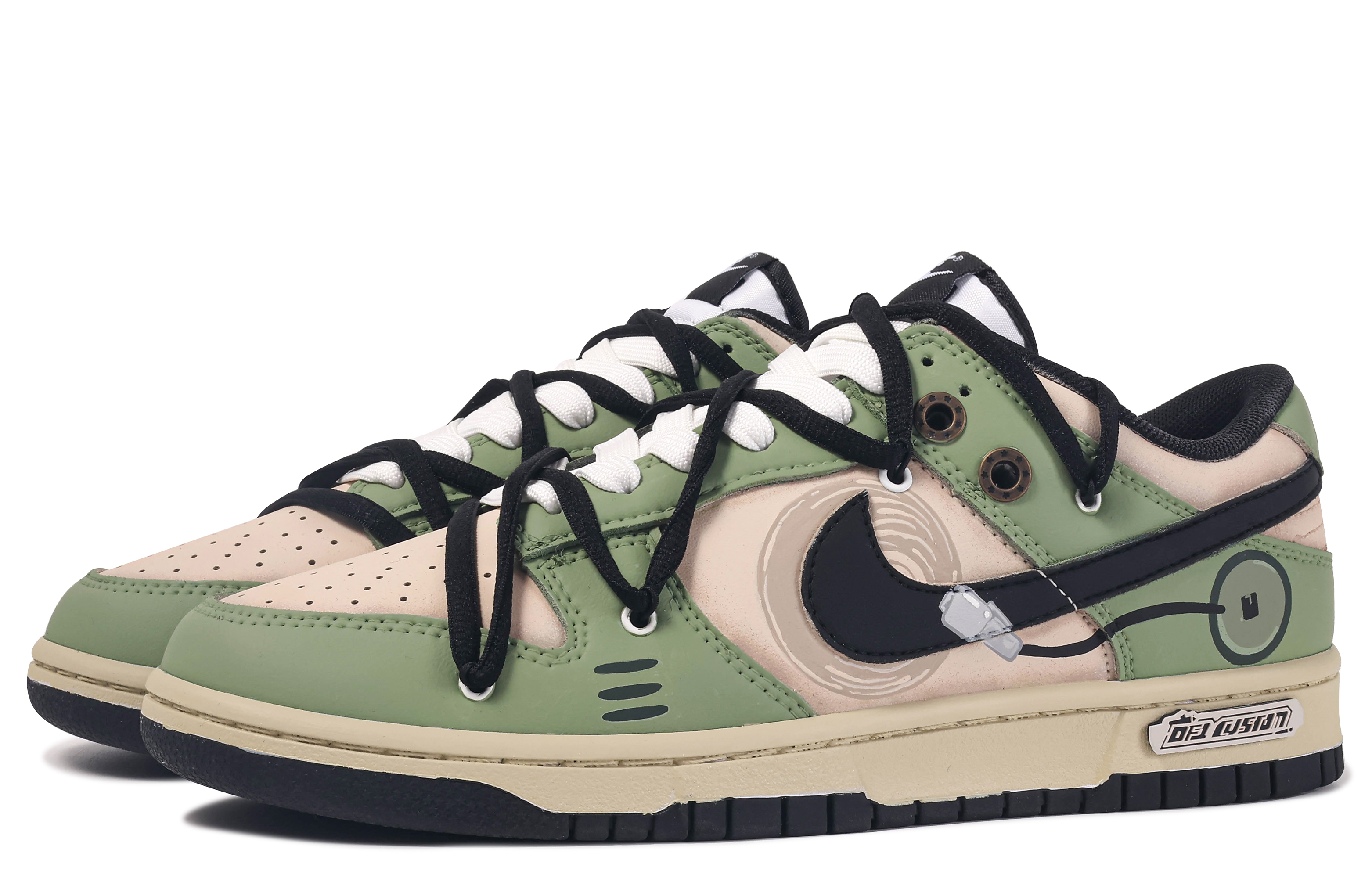 Lookbook [Kasut Tersuai] Nike Dunk Low 'Da Vinci Phonograph Gangsa Retro Hijau-Krim' DD1391-100(TeamM-男款留声-BOX)