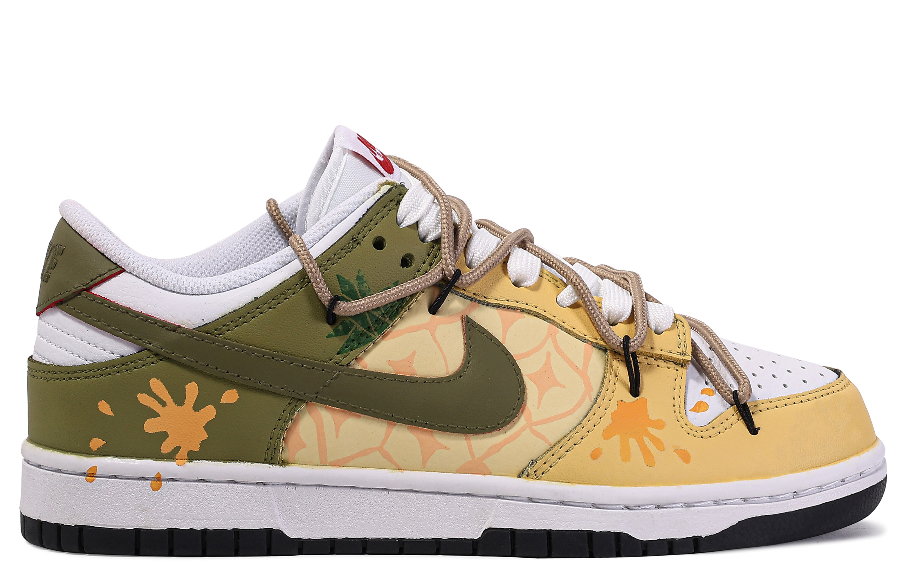 Lookbook 나이키 덩크 로우 '다빈치 파인애플 그라피티' (커스텀) FB3354-001(TeamM-菠萝蜜-BOX)