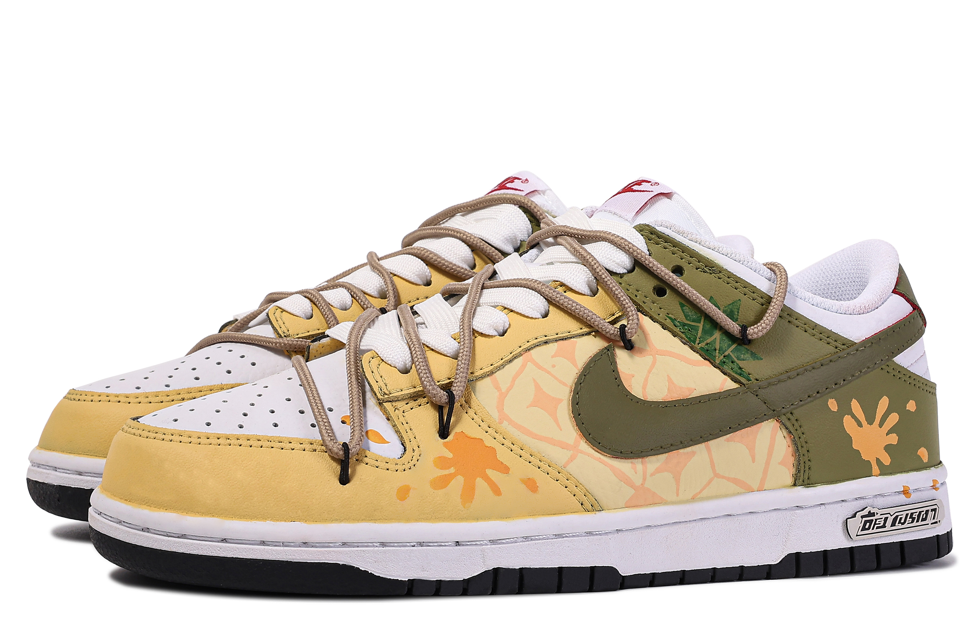 Shop 나이키 덩크 로우 '다빈치 파인애플 그라피티' (커스텀) FB3354-001(TeamM-菠萝蜜-BOX)