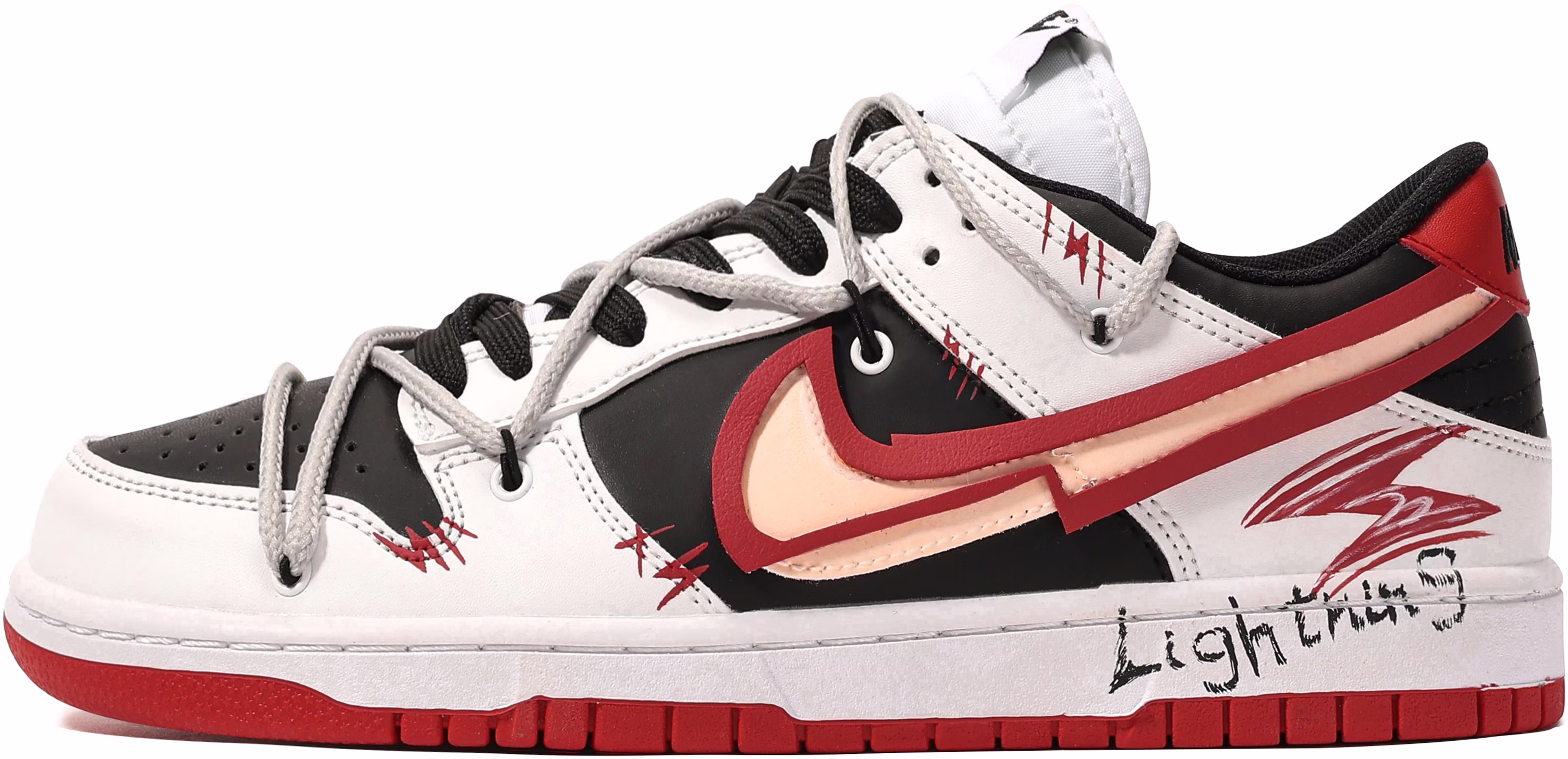custom-shoes-nike-dunk-low-da-vinci-red-flash-graffiti