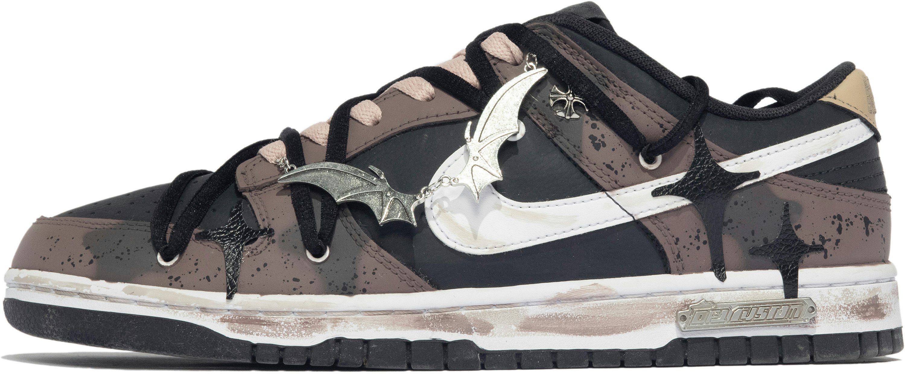 custom-shoes-nike-dunk-low-da-vinci-retro-brown-black-white