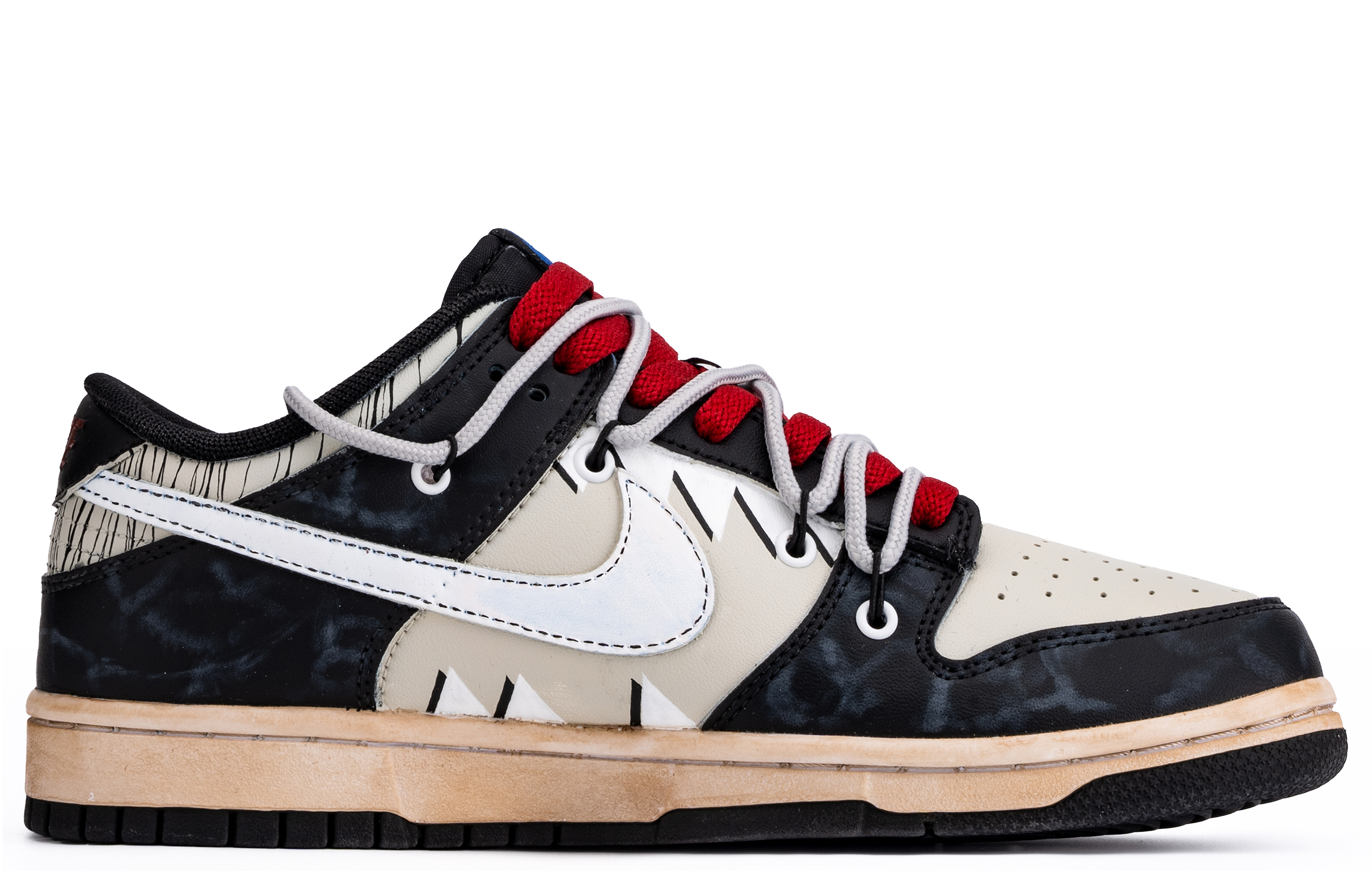 Lookbook 【客製球鞋】 Nike Dunk 達文西客製 毒液 塗鴉 手繪 貼皮 解構 潮流 簡約 百搭 防滑速乾耐磨平衡 低筒 板鞋 男女同款 米棕黑