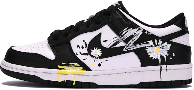 【定制球鞋】 Nike Dunk Low 小雛菊 塗鴉 潑墨 熊貓 百搭 休閒 低幫 板鞋 GS 黑白 Buy 【定制球鞋】 Nike Dunk Low 小雛菊 塗鴉 潑墨 熊貓 百搭 休閒 低幫 板鞋 GS 黑白