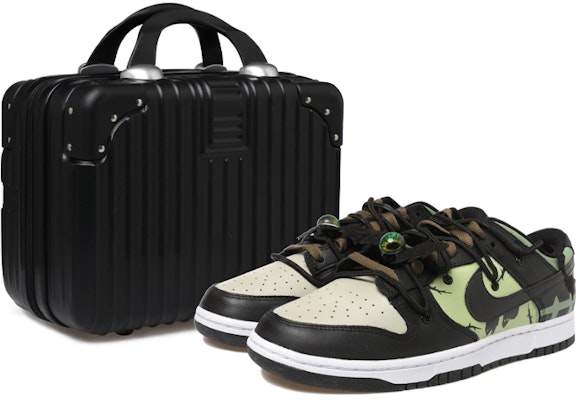 【客製化球鞋】Nike Dunk Low 蝙蝠 暗黑 眼睛 樹枝 城堡 解構風 低筒 板鞋 GS 黑綠 Buy 【客製化球鞋】Nike Dunk Low 蝙蝠 暗黑 眼睛 樹枝 城堡 解構風 低筒 板鞋 GS 黑綠