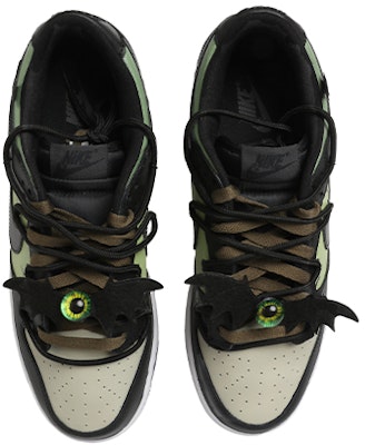 【客製化球鞋】Nike Dunk Low 蝙蝠 暗黑 眼睛 樹枝 城堡 解構風 低筒 板鞋 GS 黑綠 Purchase 【客製化球鞋】Nike Dunk Low 蝙蝠 暗黑 眼睛 樹枝 城堡 解構風 低筒 板鞋 GS 黑綠