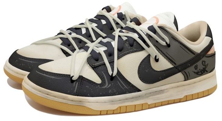 【定制球鞋】 Nike Dunk Low 暗黑鬼臉 線條 潑墨 做舊 解構風 橡膠底 潮流復古 低幫 板鞋 男女同款 黑白 Lookbook 【定制球鞋】 Nike Dunk Low 暗黑鬼臉 線條 潑墨 做舊 解構風 橡膠底 潮流復古 低幫 板鞋 男女同款 黑白
