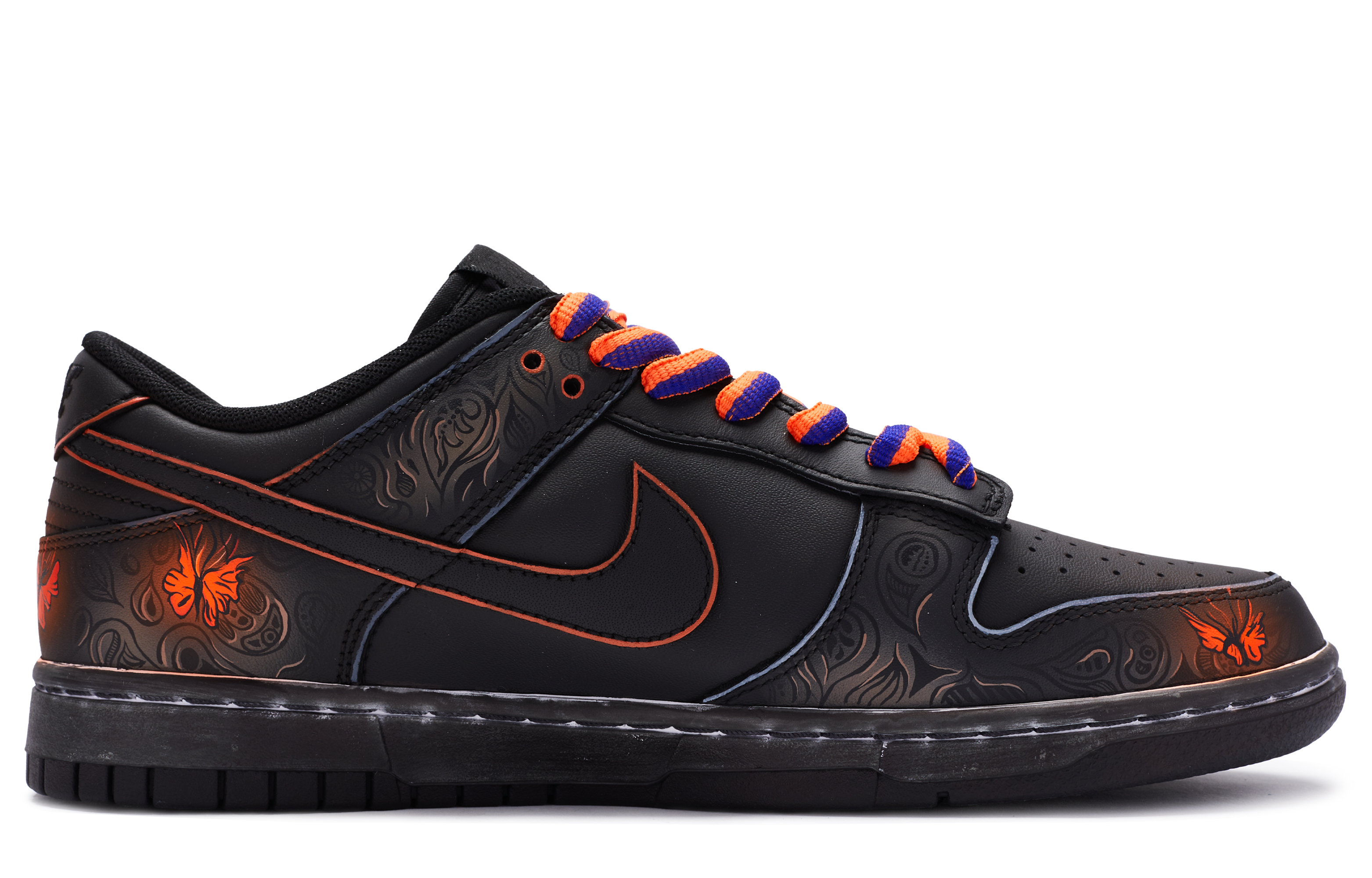 Order 【客製球鞋】Nike Dunk Low BIGNIU 黑色 金斑蝶 手繪噴繪 低筒 板鞋 男款 黑橙