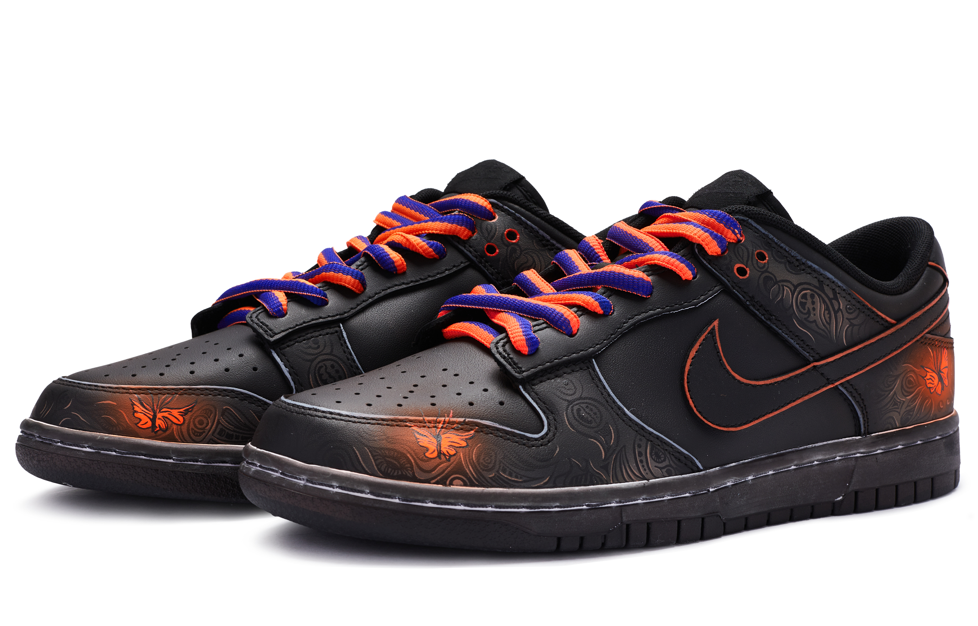 Lookbook 【客製球鞋】Nike Dunk Low BIGNIU 黑色 金斑蝶 手繪噴繪 低筒 板鞋 男款 黑橙