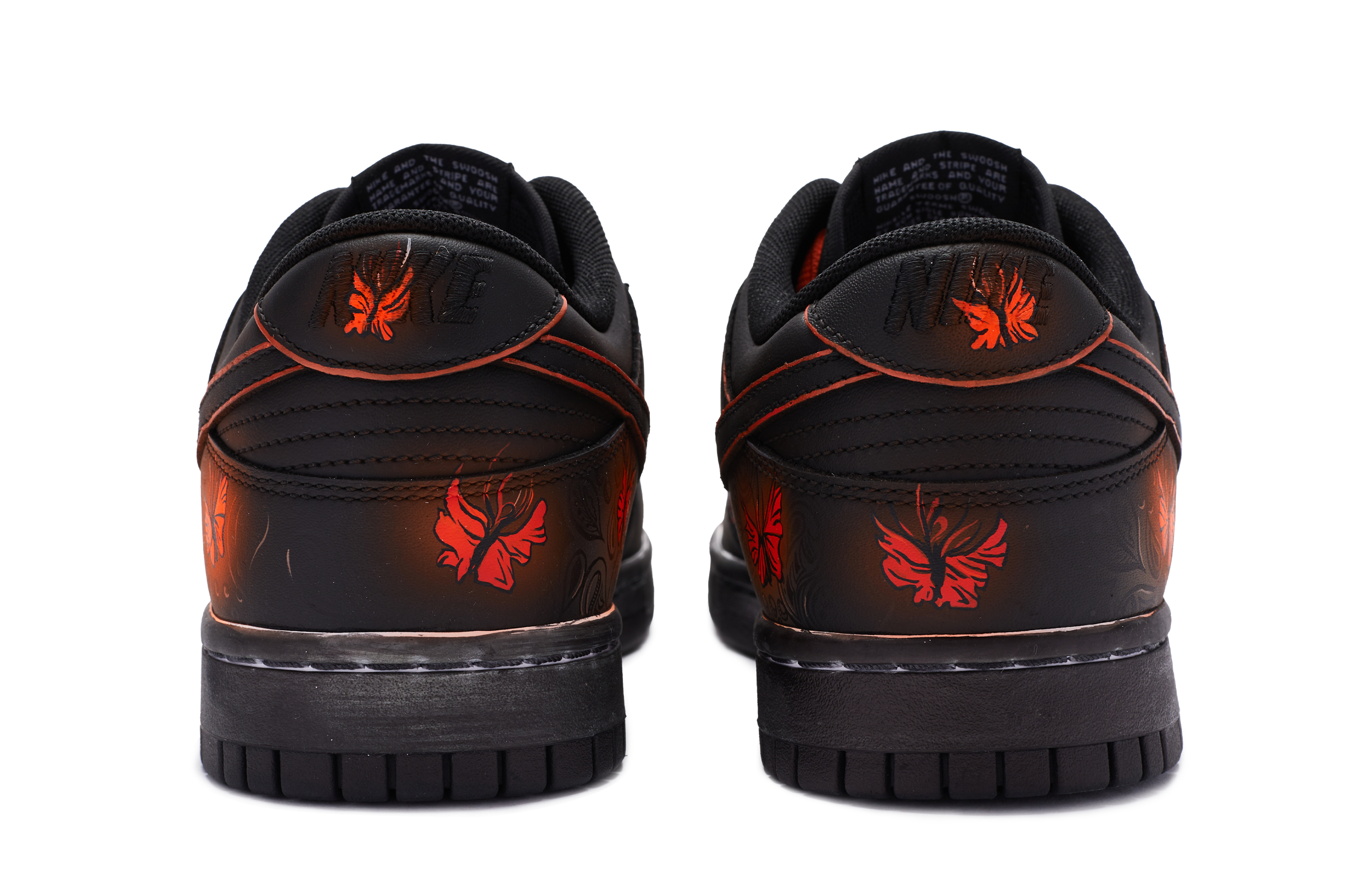 Shop 【客製球鞋】Nike Dunk Low BIGNIU 黑色 金斑蝶 手繪噴繪 低筒 板鞋 男款 黑橙