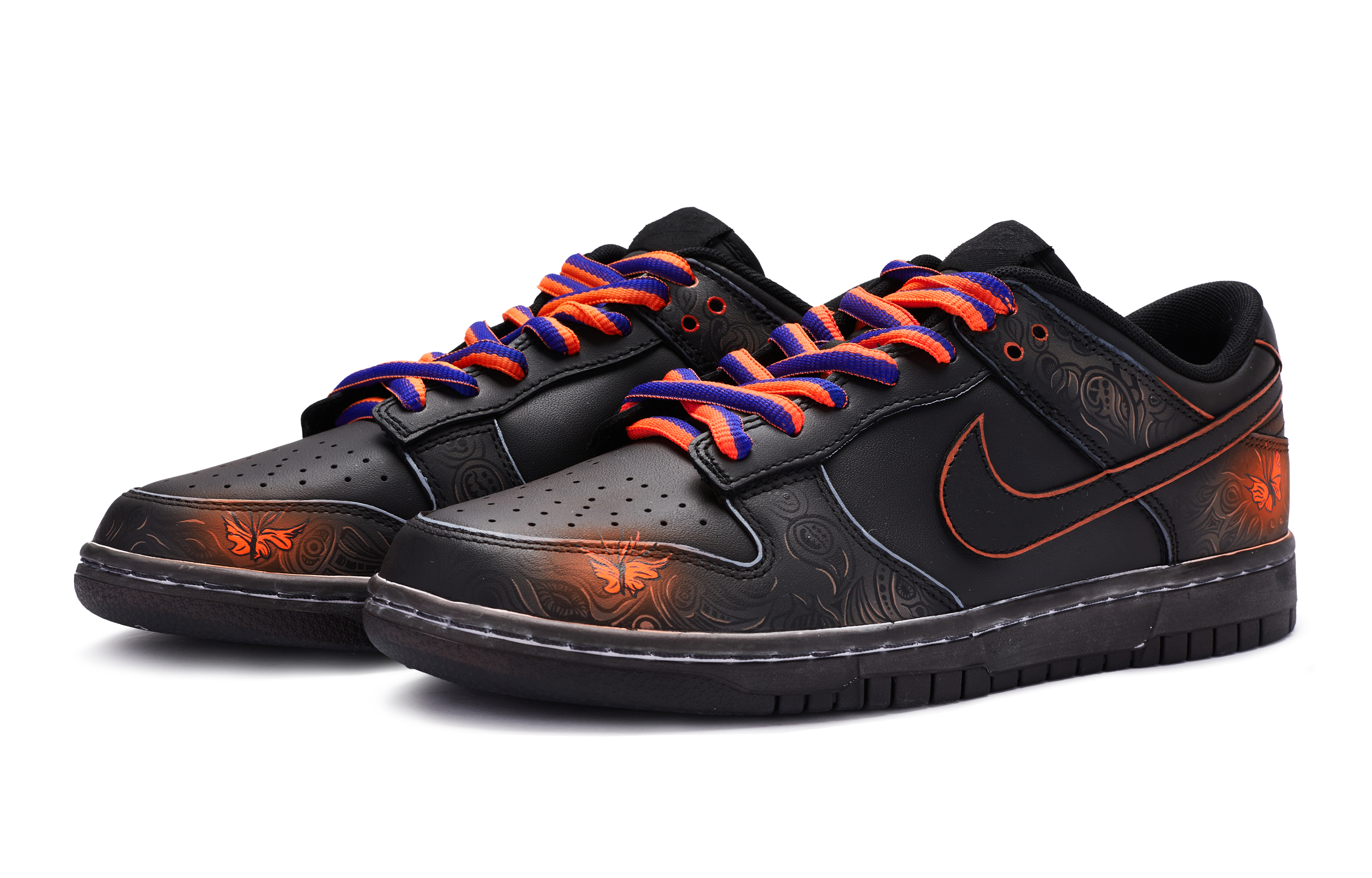 Lookbook 【客製球鞋】Nike Dunk Low BIGNIU 暗黑 金斑蝶 手繪噴繪 低筒 板鞋 GS 黑橙