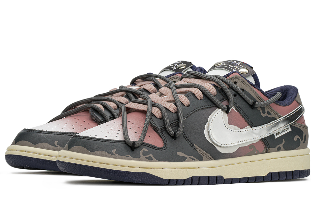Shop [Sepatu Kustom] Nike Dunk Low 'Dark Night Liquid Silver' FV8106-181(TeamA-夜银光)