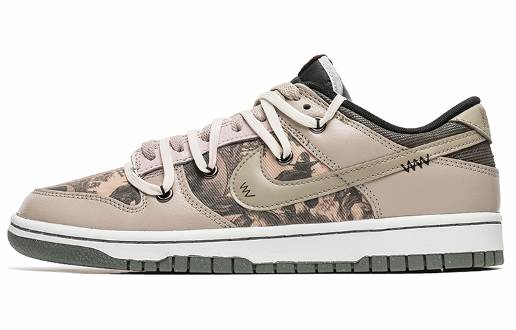 Buy [Zapatos Personalizados] Nike Dunk Low 'Marrón-Patrón Oscuro-Verde' DM0108-001(TeamB-暗纹海报S-BOX)