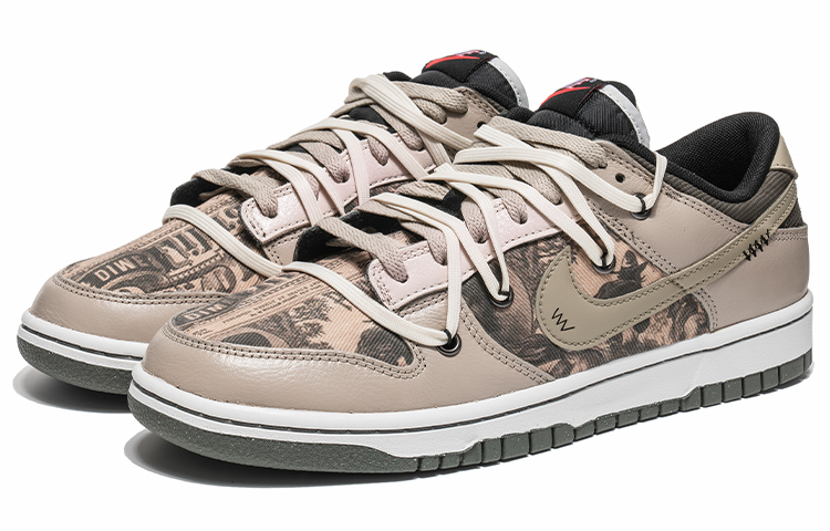 Lookbook [Zapatos Personalizados] Nike Dunk Low 'Marrón-Patrón Oscuro-Verde' DM0108-001(TeamB-暗纹海报S-BOX)