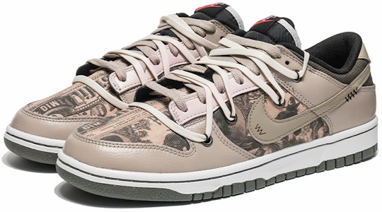 【訂製球鞋】Nike Dunk Low 野鶴製造 暗紋海報 美式復古風 特殊鞋帶 百搭 禮盒版 低筒 板鞋 男款 棕綠 Lookbook 【訂製球鞋】Nike Dunk Low 野鶴製造 暗紋海報 美式復古風 特殊鞋帶 百搭 禮盒版 低筒 板鞋 男款 棕綠