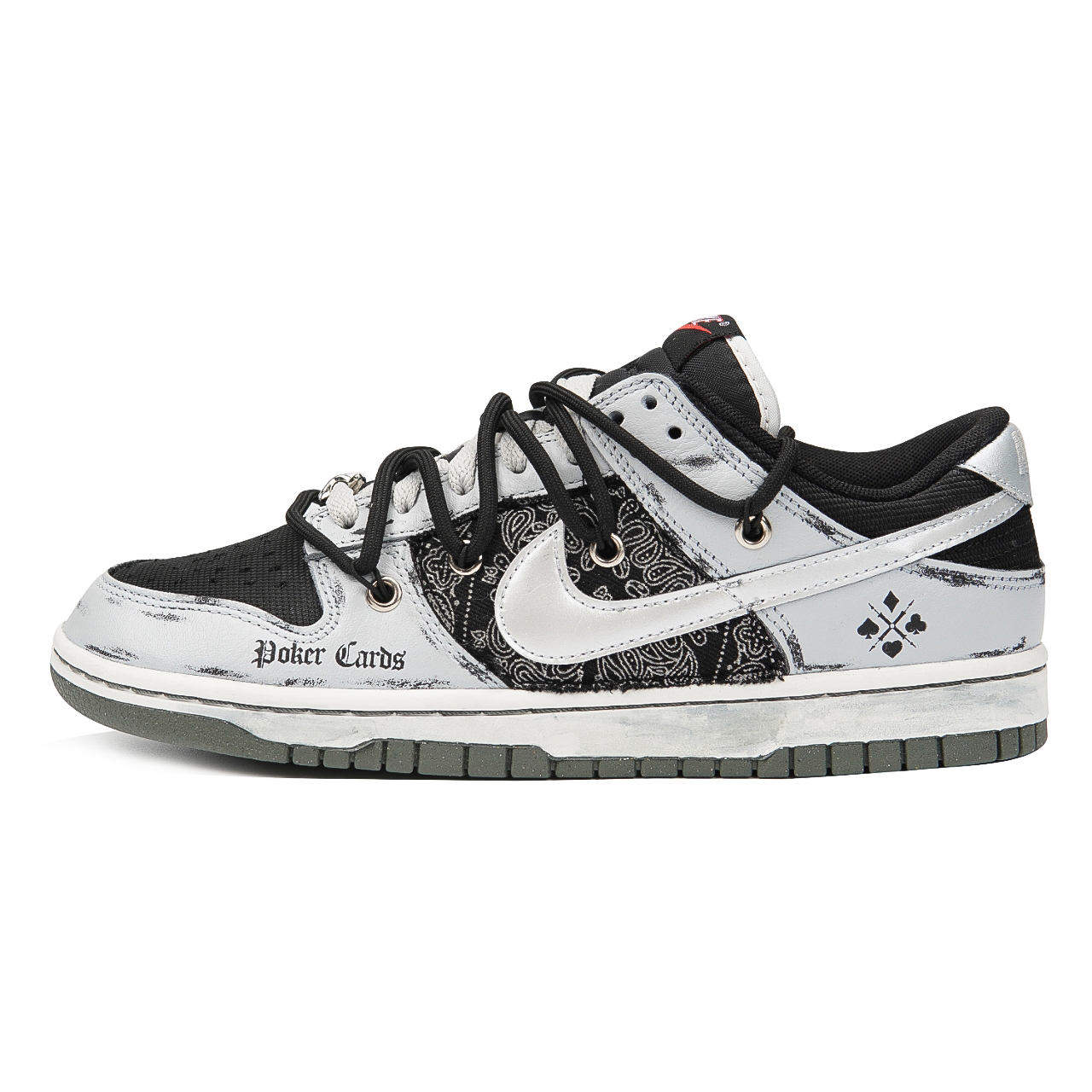 Buy 【定製球鞋】Nike Dunk Low 實驗室 暗黑撲克 做舊髒髒鞋 高級灰 腰果花布 防滑耐磨 低幫 板鞋 男款 黑灰銀