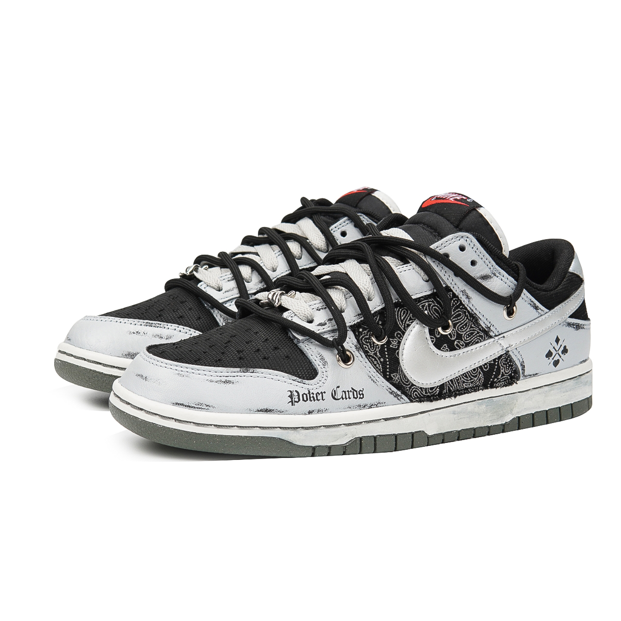 Lookbook 【定製球鞋】Nike Dunk Low 實驗室 暗黑撲克 做舊髒髒鞋 高級灰 腰果花布 防滑耐磨 低幫 板鞋 男款 黑灰銀