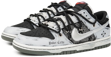 【定製球鞋】Nike Dunk Low 實驗室 暗黑撲克 做舊髒髒鞋 高級灰 腰果花布 防滑耐磨 低幫 板鞋 男款 黑灰銀 Lookbook 【定製球鞋】Nike Dunk Low 實驗室 暗黑撲克 做舊髒髒鞋 高級灰 腰果花布 防滑耐磨 低幫 板鞋 男款 黑灰銀