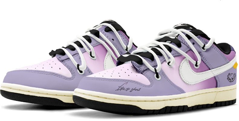 【定制球鞋】Nike Dunk Low 解構鞋帶 Vibe風氧化做舊 特殊鞋盒 卡通笑臉 低幫 板鞋 GS 暗紫 Lookbook 【定制球鞋】Nike Dunk Low 解構鞋帶 Vibe風氧化做舊 特殊鞋盒 卡通笑臉 低幫 板鞋 GS 暗紫