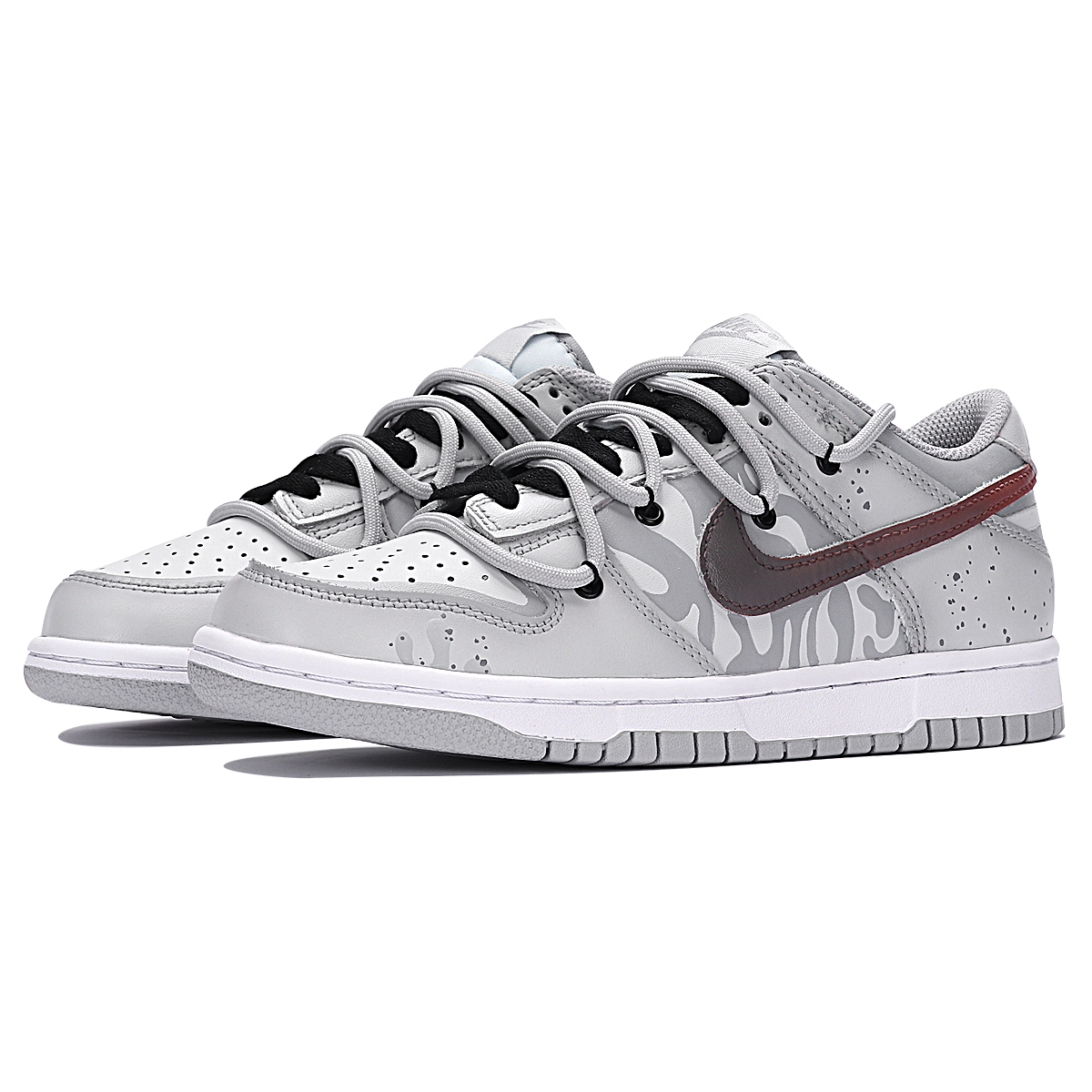 Lookbook 【客製球鞋】 Nike Dunk Low 凋亡 復古 解構風 簡約 休閒 百搭 防滑 低筒 板鞋 GS 灰紅