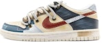 Buy 【定制球鞋】Nike Dunk Low 解構 美式復古牛仔拼接 手繪塗鴉 Vibe風做舊 低幫 板鞋 GS 藍紅