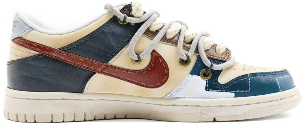 【定制球鞋】Nike Dunk Low 解構 美式復古牛仔拼接 手繪塗鴉 Vibe風做舊 低幫 板鞋 GS 藍紅 Order 【定制球鞋】Nike Dunk Low 解構 美式復古牛仔拼接 手繪塗鴉 Vibe風做舊 低幫 板鞋 GS 藍紅