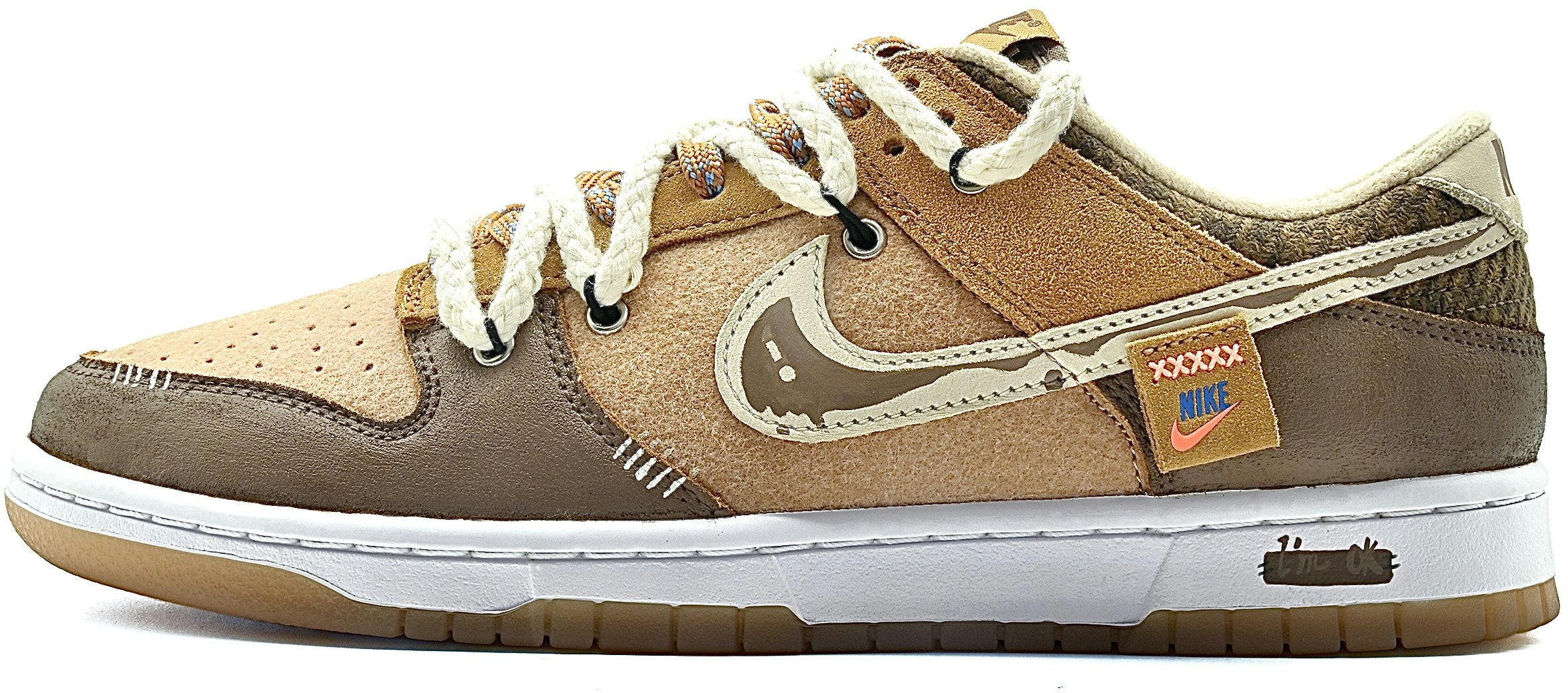 custom-shoes-nike-dunk-low-deconstructed-bear-white-brown