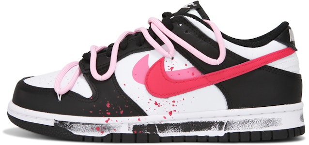 【客製化球鞋】Nike Dunk Low 解構綁帶 活力雙鉤 塗鴉 潑墨 高街 休閒 低幫 板鞋 GS 黑粉 Buy 【客製化球鞋】Nike Dunk Low 解構綁帶 活力雙鉤 塗鴉 潑墨 高街 休閒 低幫 板鞋 GS 黑粉