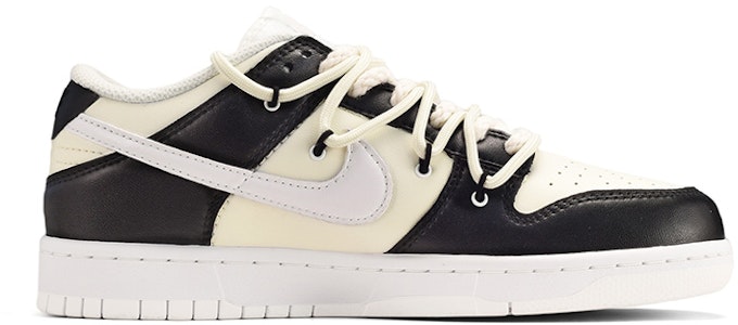 【定制球鞋】Nike Dunk Low 復古 解構風 潮流腰果花貼布 低幫 板鞋 GS 黑黃 Order 【定制球鞋】Nike Dunk Low 復古 解構風 潮流腰果花貼布 低幫 板鞋 GS 黑黃