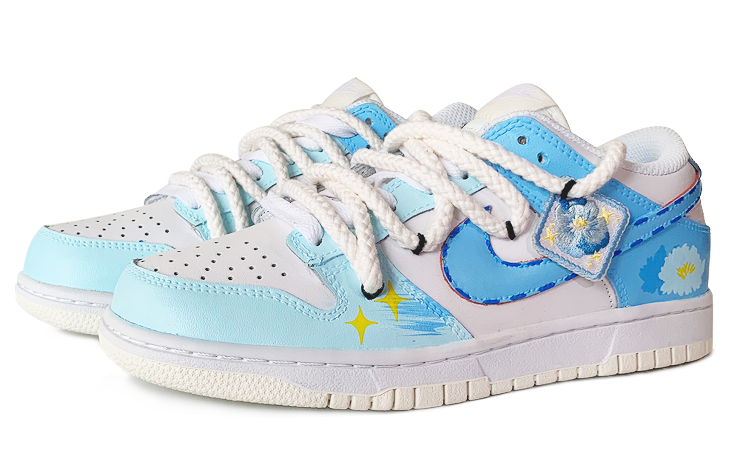 Lookbook [Sepatu Custom] Nike Dunk Low 'Deconstructed Blue Florals' DH9765-100(TeamD-GS款蓝蓝花语S-BOX)