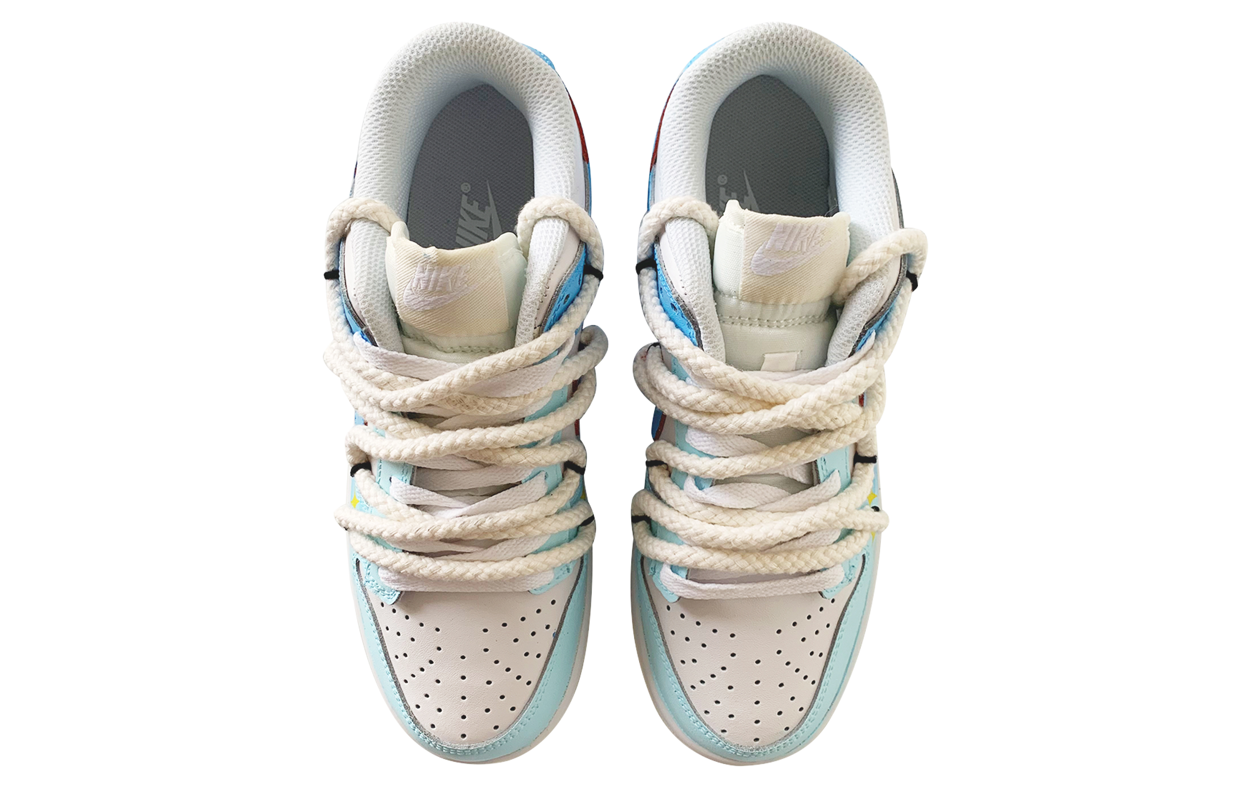 Shop [Sepatu Custom] Nike Dunk Low 'Deconstructed Blue Florals' DH9765-100(TeamD-GS款蓝蓝花语S-BOX)