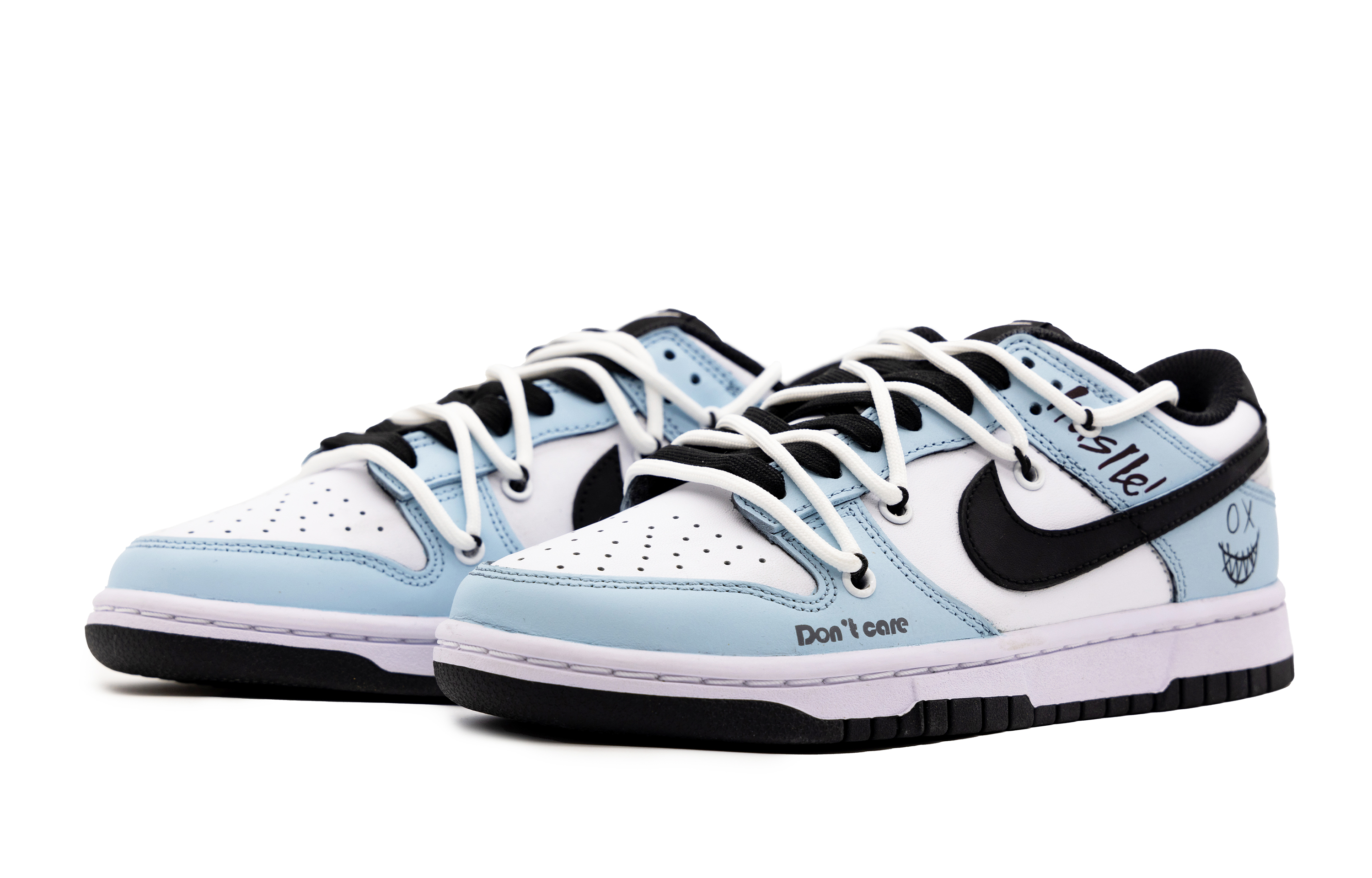 Lookbook 【客製球鞋】 Nike Dunk Low 解構 雙鞋帶 藍色小丑 百搭 低筒 板鞋 GS 藍白