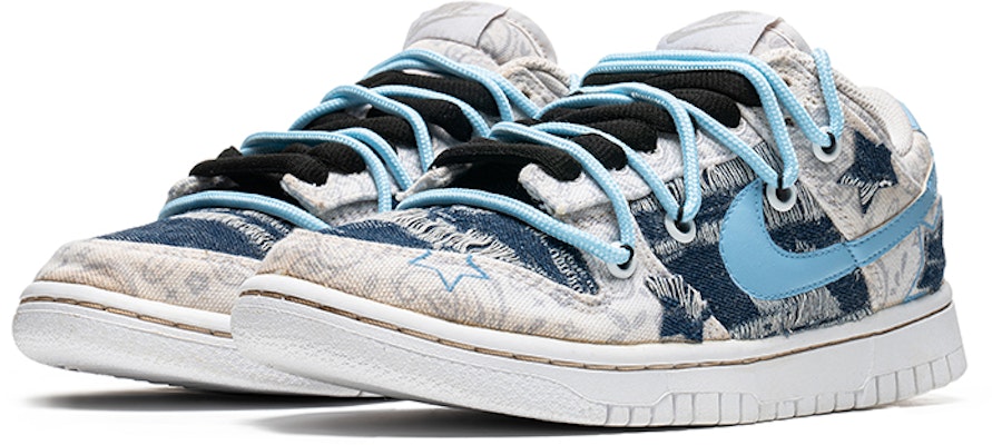 【定制球鞋】 Nike Dunk Low 野鶴製造 解構鞋帶 腰果花 牛仔貼布 五角星 咖啡染 防滑耐磨 低幫 板鞋 男女同款 白藍 Lookbook 【定制球鞋】 Nike Dunk Low 野鶴製造 解構鞋帶 腰果花 牛仔貼布 五角星 咖啡染 防滑耐磨 低幫 板鞋 男女同款 白藍